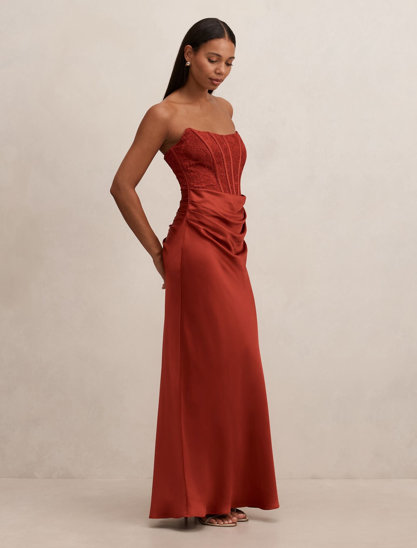 Ivy Lace Corset Drape Maxi Dress Forever New