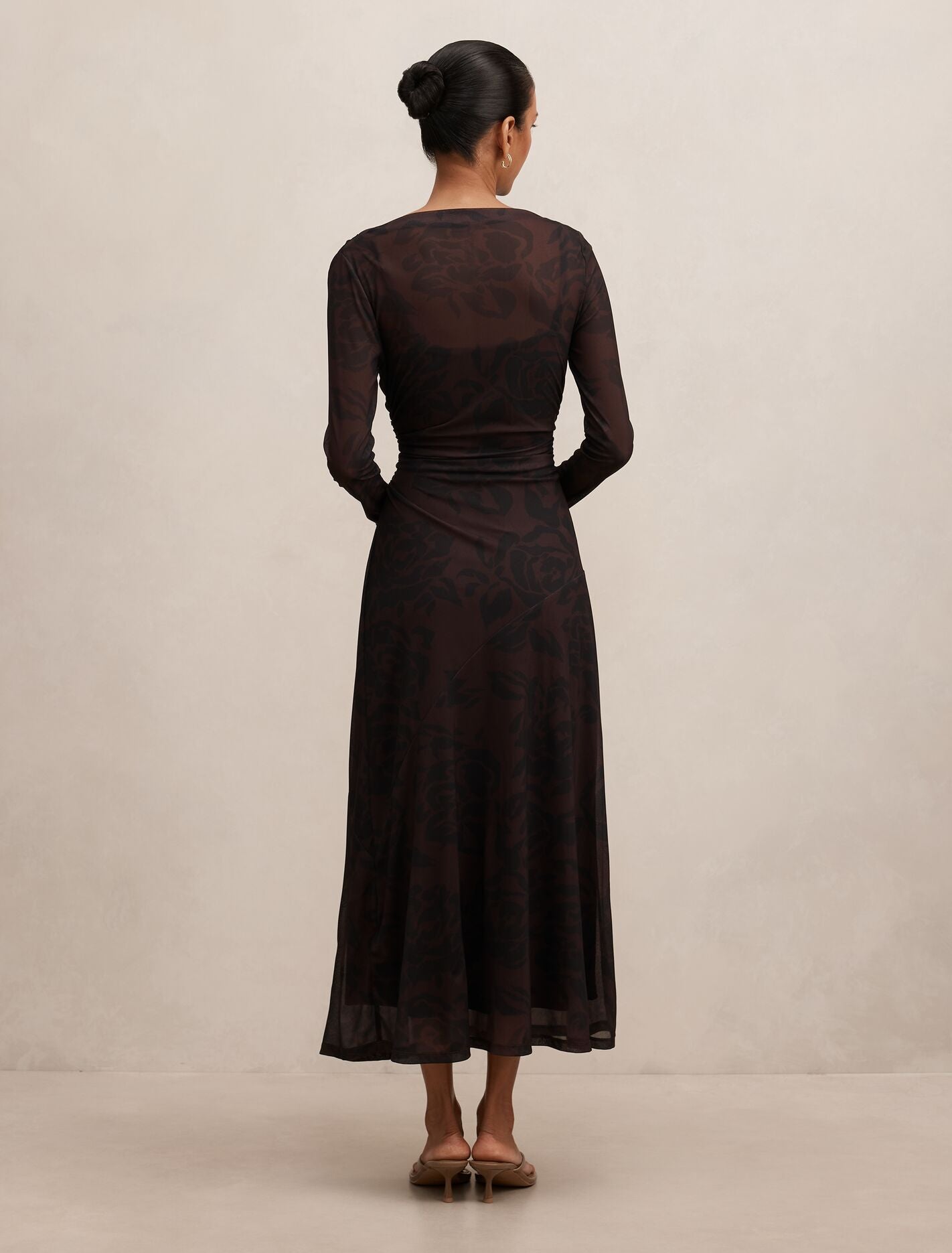 Georgia Petite Long Sleeve Mesh Midi Dress Forever New