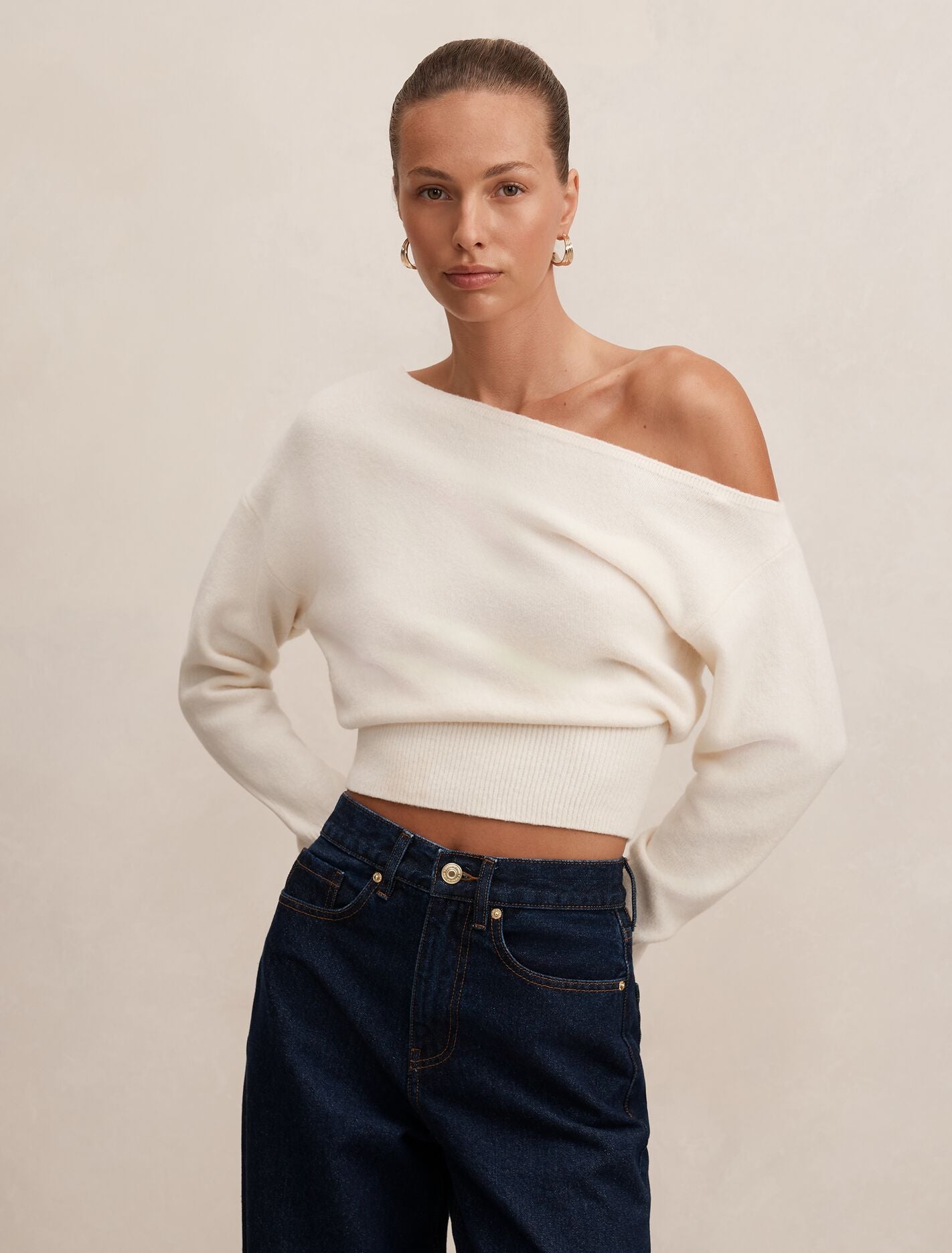 Emerson Asymmetric Sweater Cream Forever New