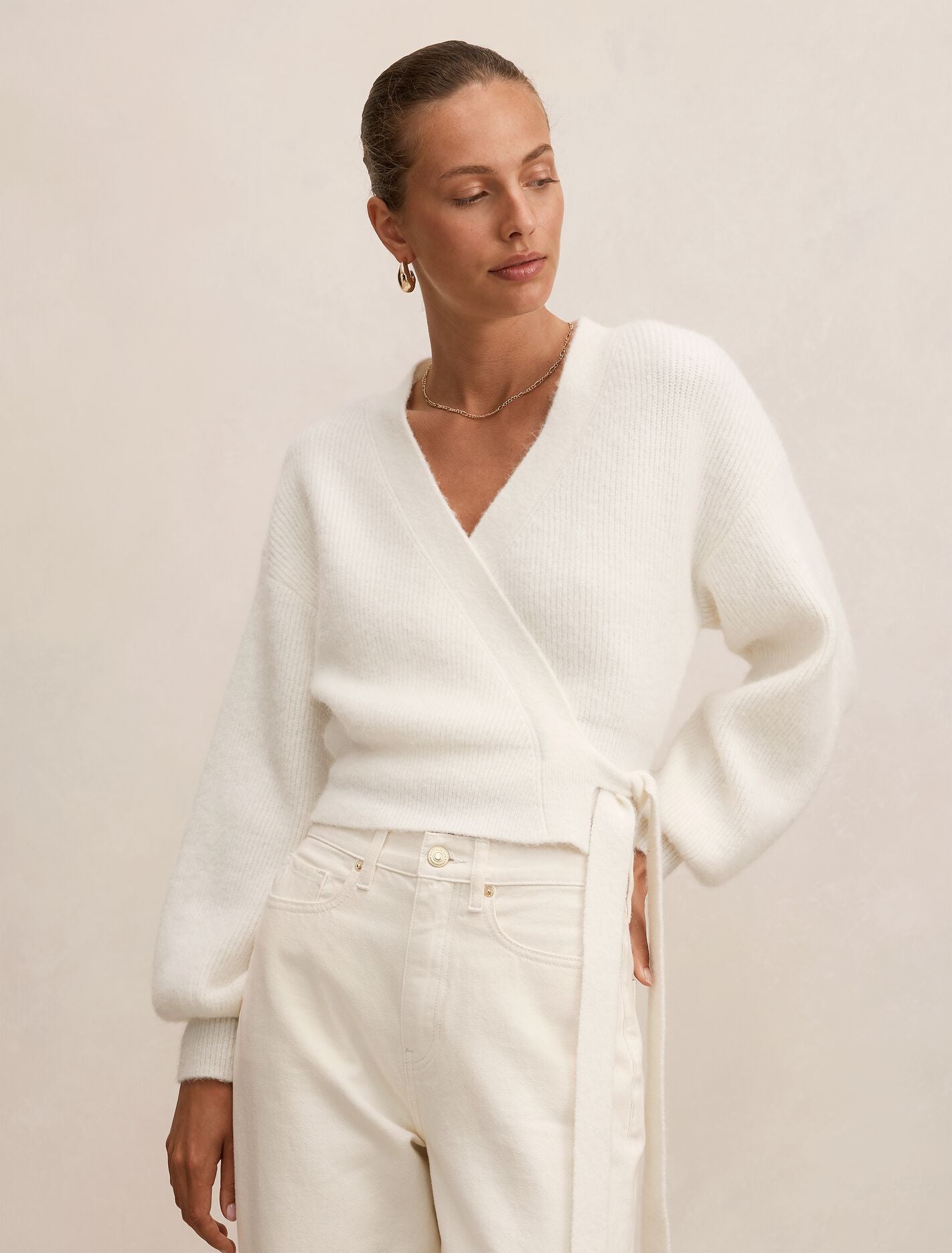 Mollie Tie Wrap Cardigan Cream Forever New