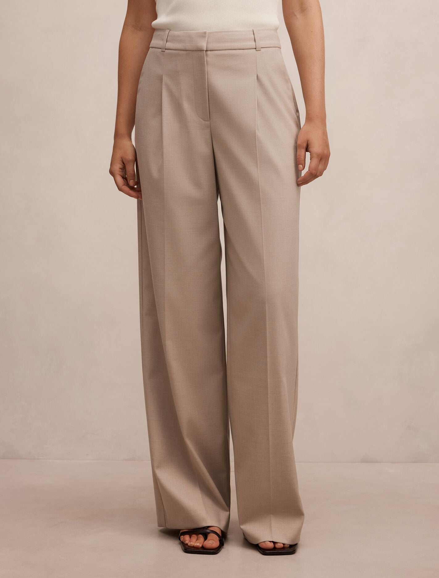 Rachel Relaxed Wide Leg Pants Neutral Suit Forever New