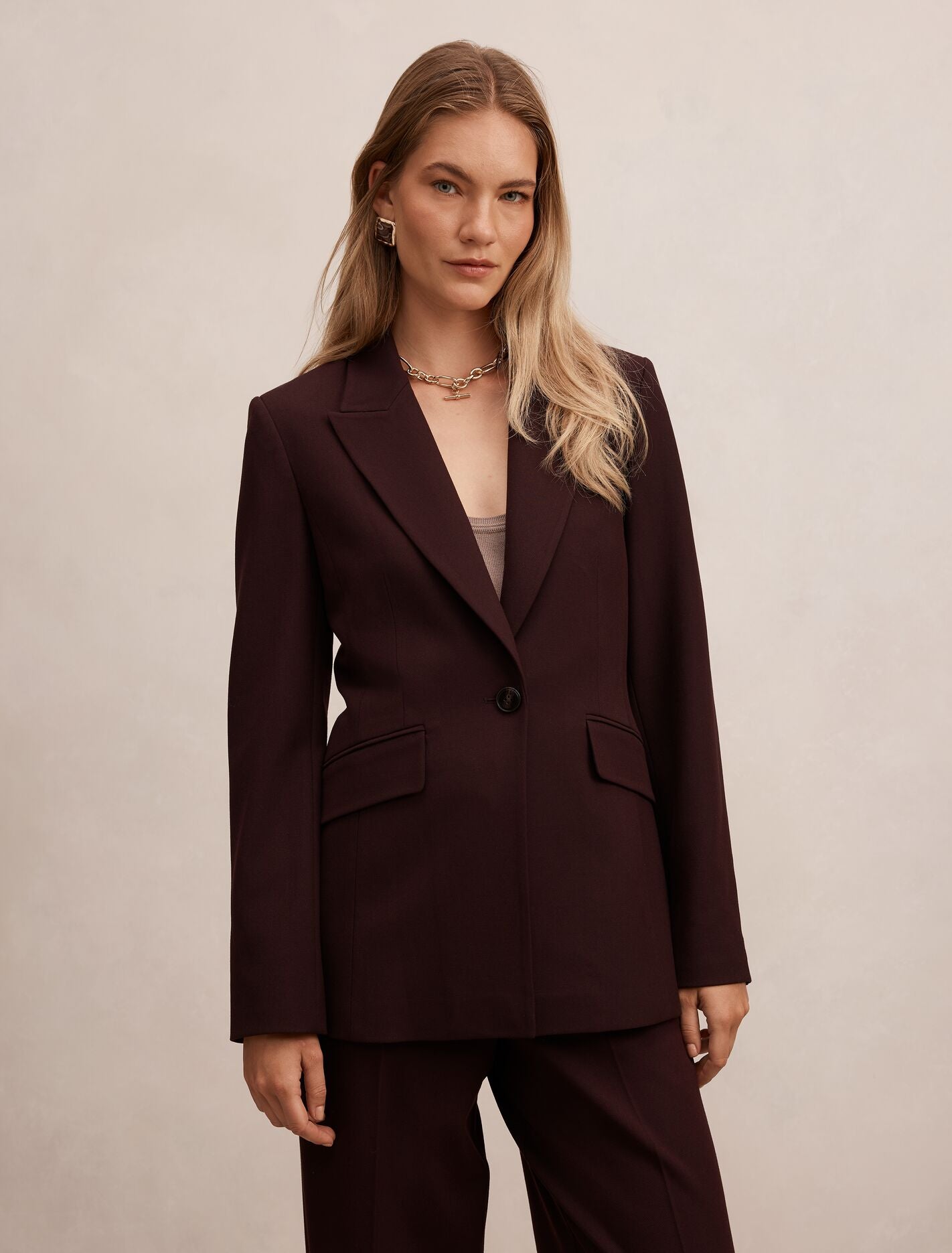 Wynn Waisted Suit Blazer Deep Aubergine Suit Forever New