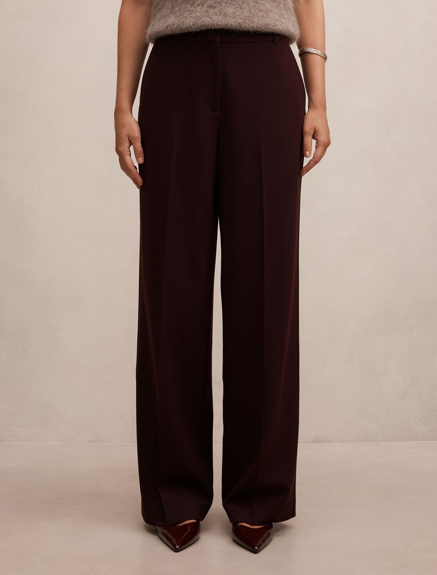 Wynn Slim Wide Leg Suit Pants Deep Aubergine Suit Forever New