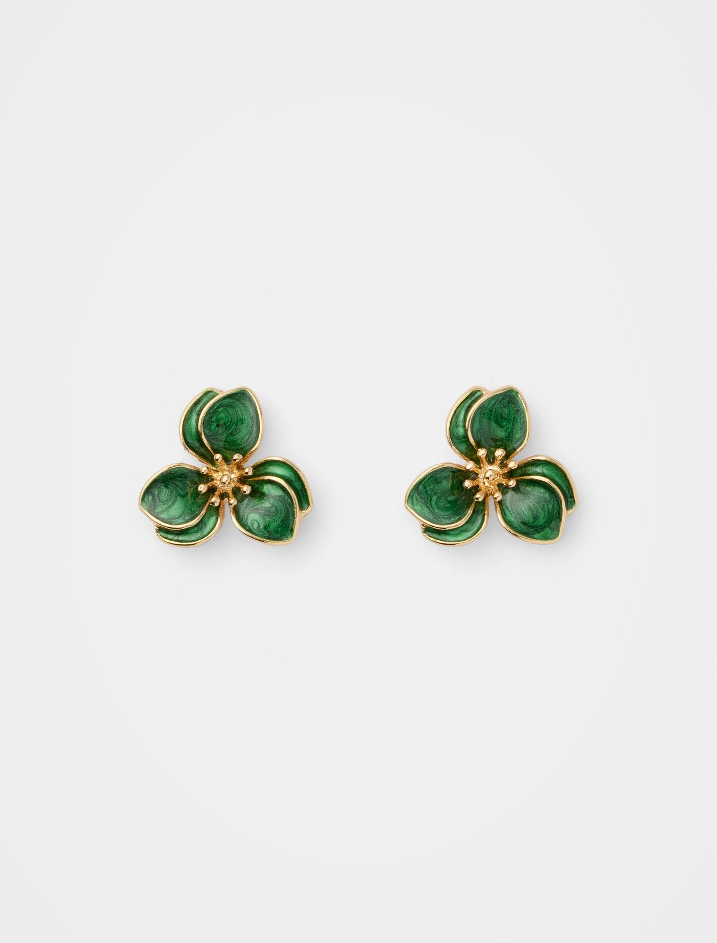 Edith Enamel Flower Earrings 0 Gold Green Forever New