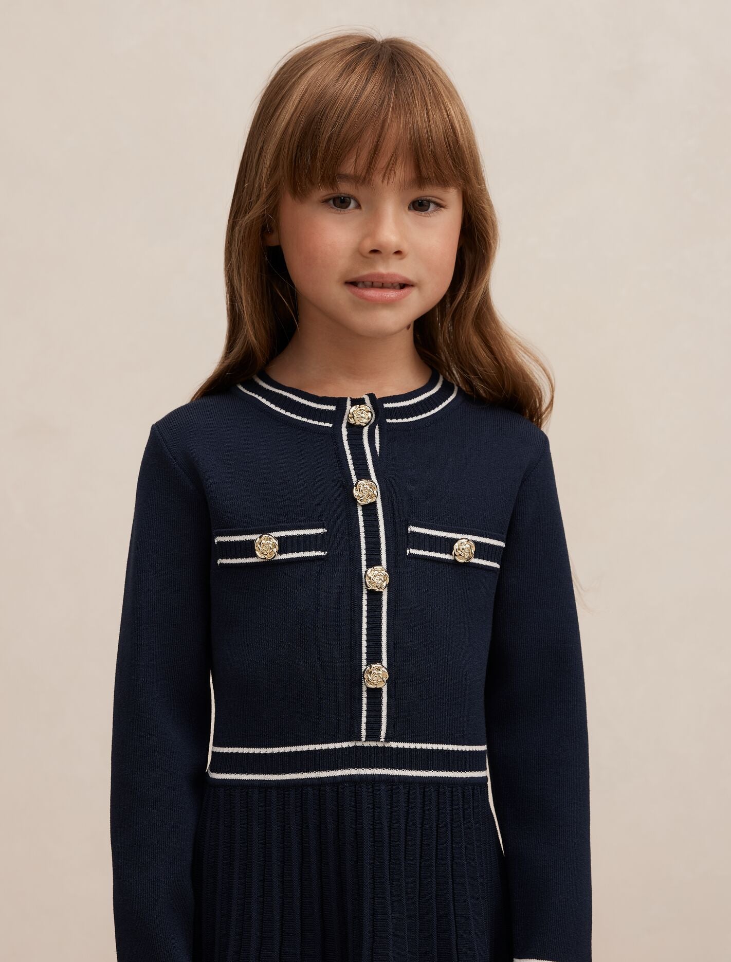 Serena Girls Pleated Knit Dress Forever New