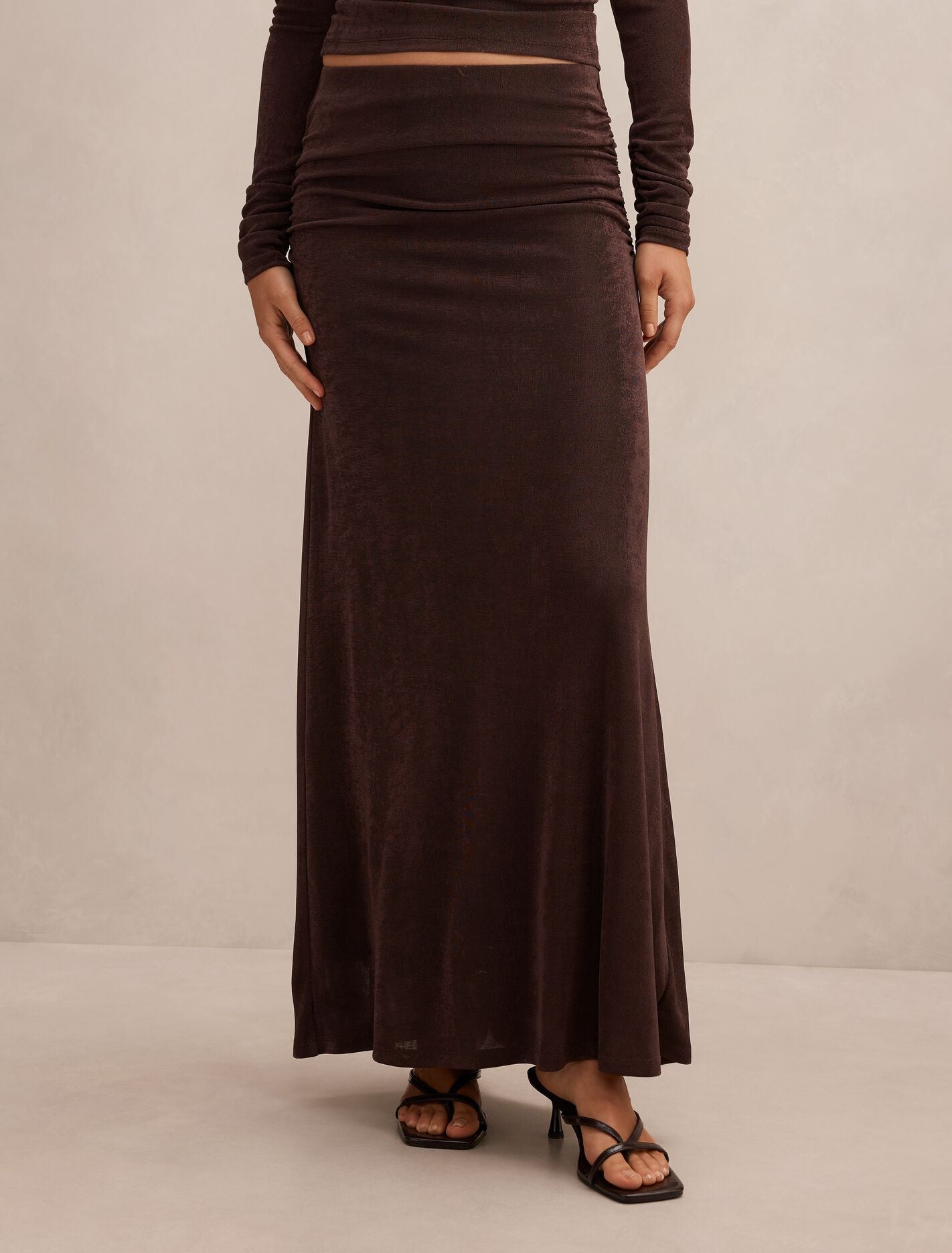 Arabella Flute Maxi Skirt Chocolate Co-Ord Forever New
