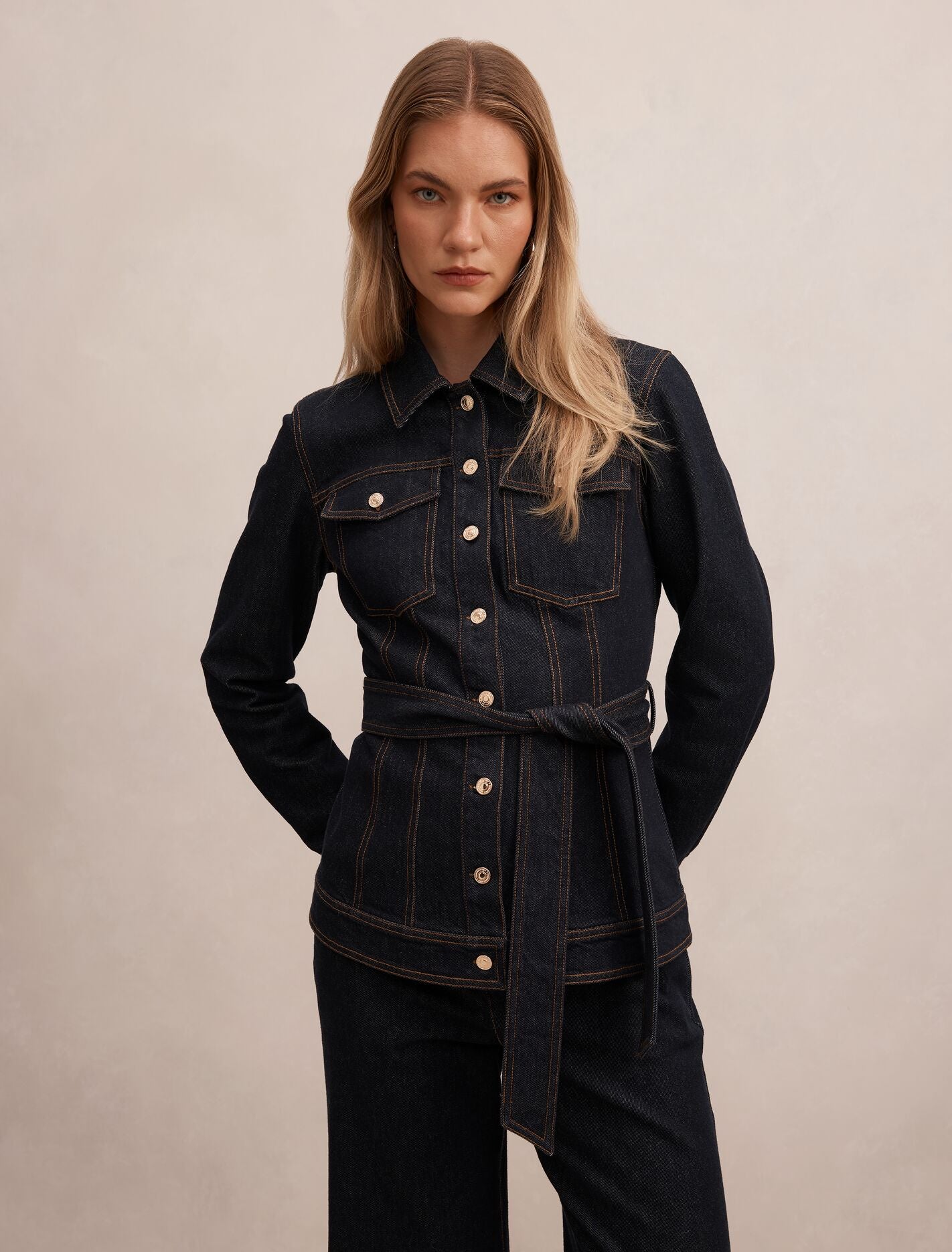 Kelly Denim Jacket Dark Wash Forever New