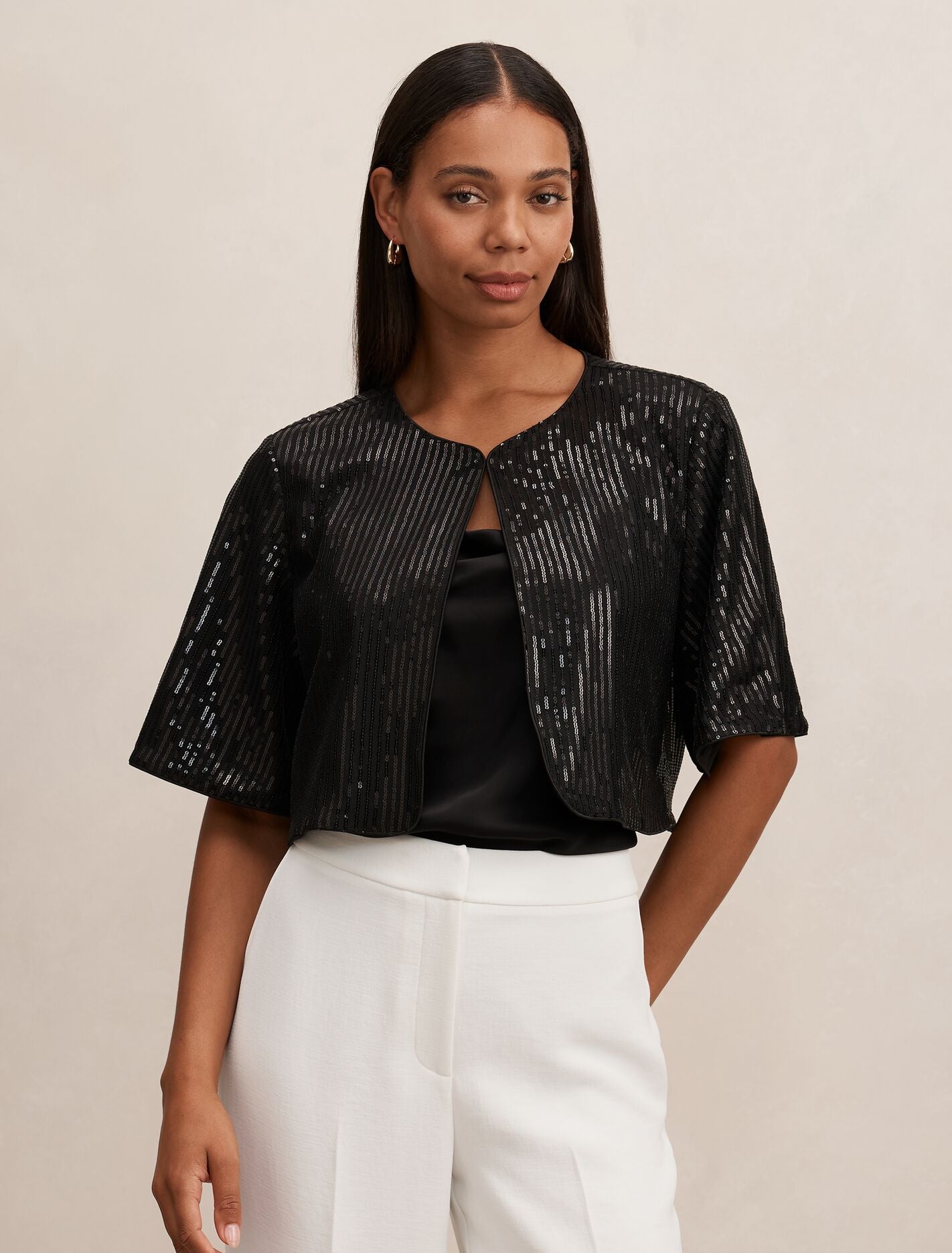 Sasha Sequin Cape Black Forever New