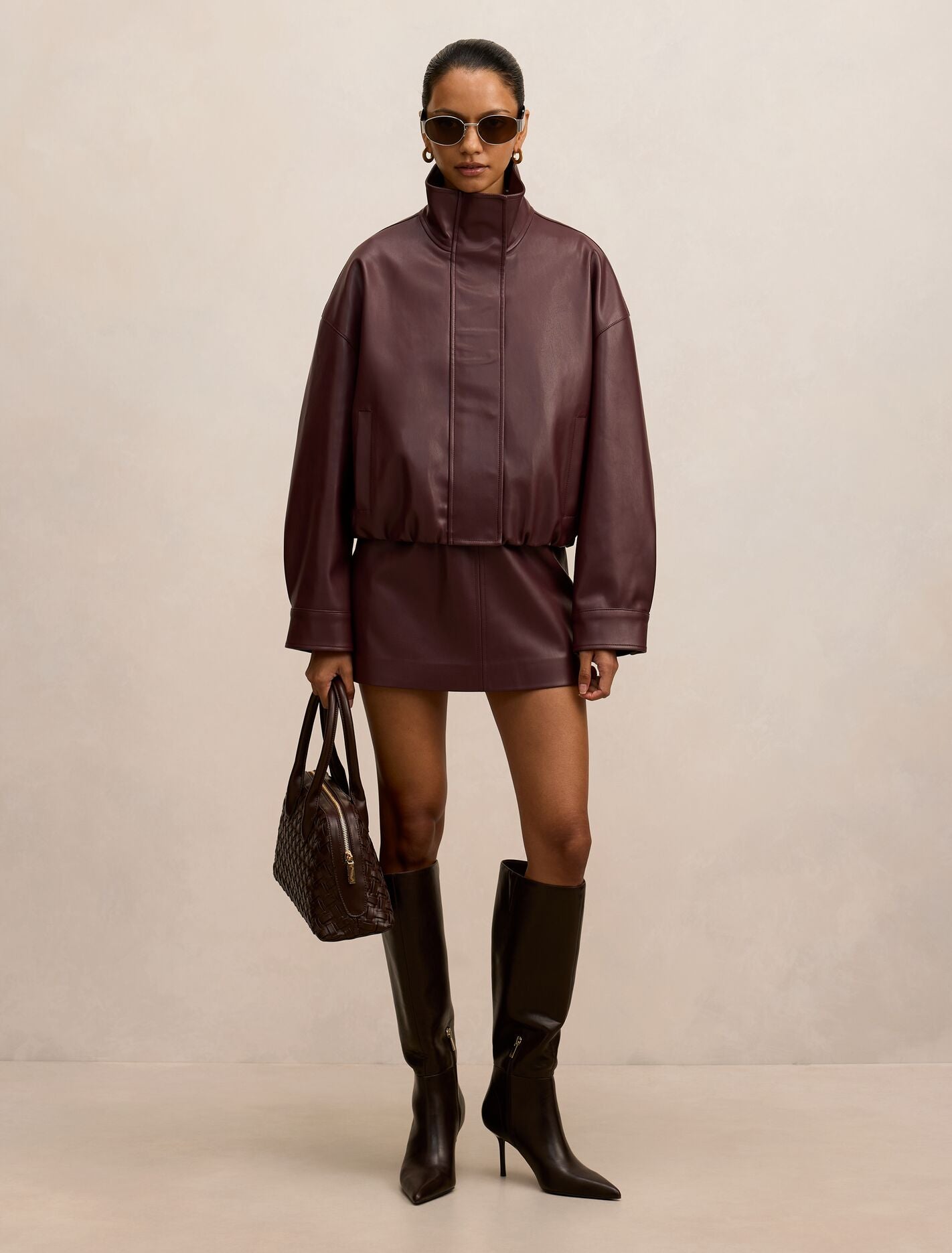 Renee Petite Vegan Leather Mini Skirt Forever New