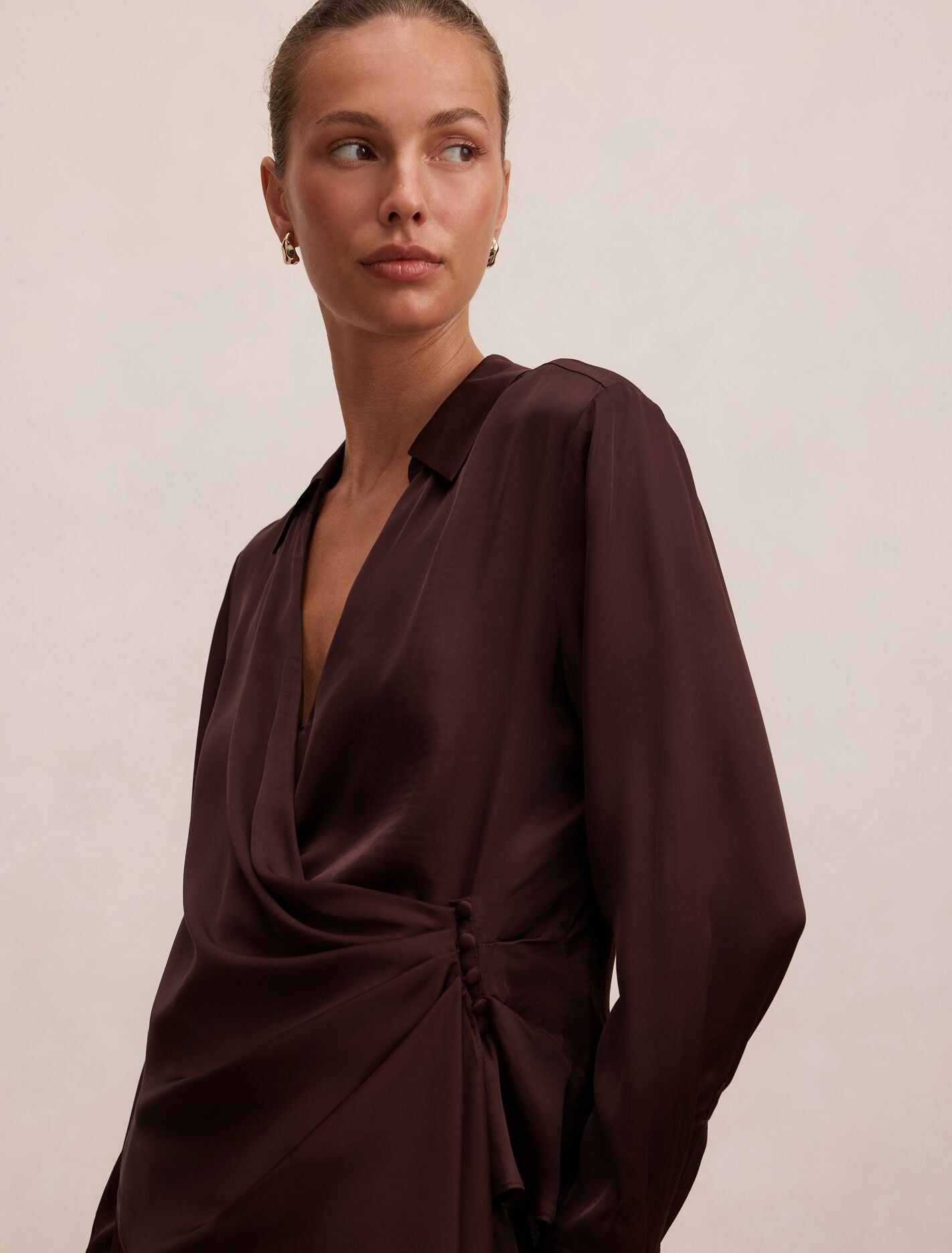 Maude Asymmetrical Drape Shirt Forever New
