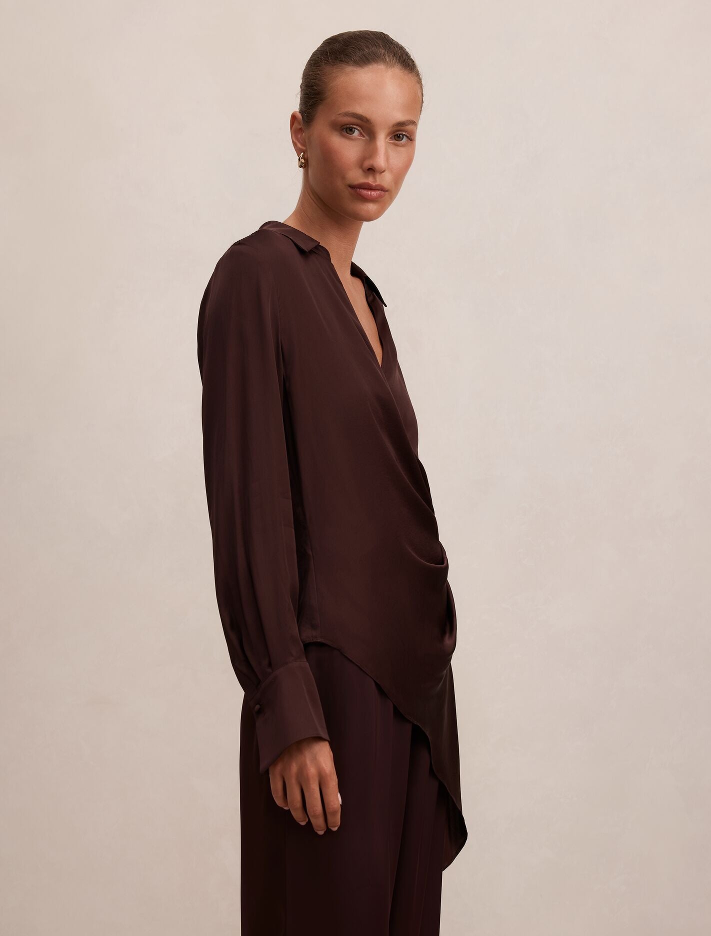 Maude Asymmetrical Drape Shirt Forever New