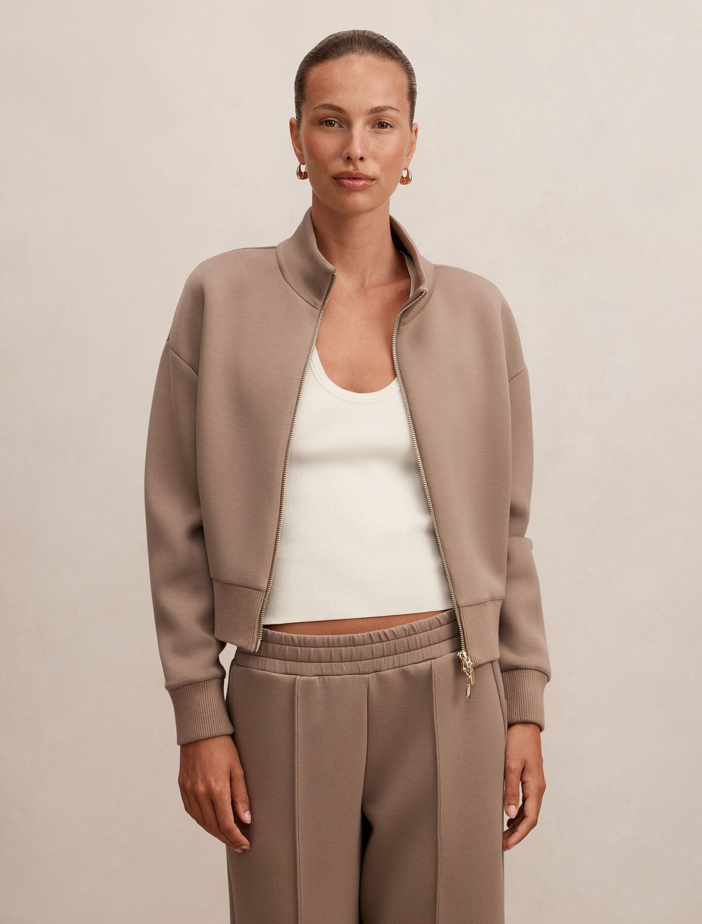 Hannah Zip Lounge Jacket Pine Bark Forever New