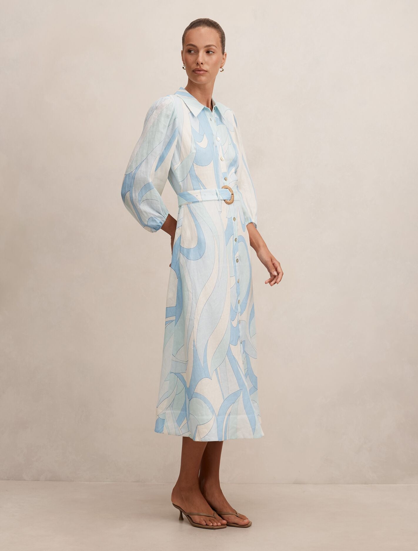 Fia Printed Shirt Midi Dress Forever New