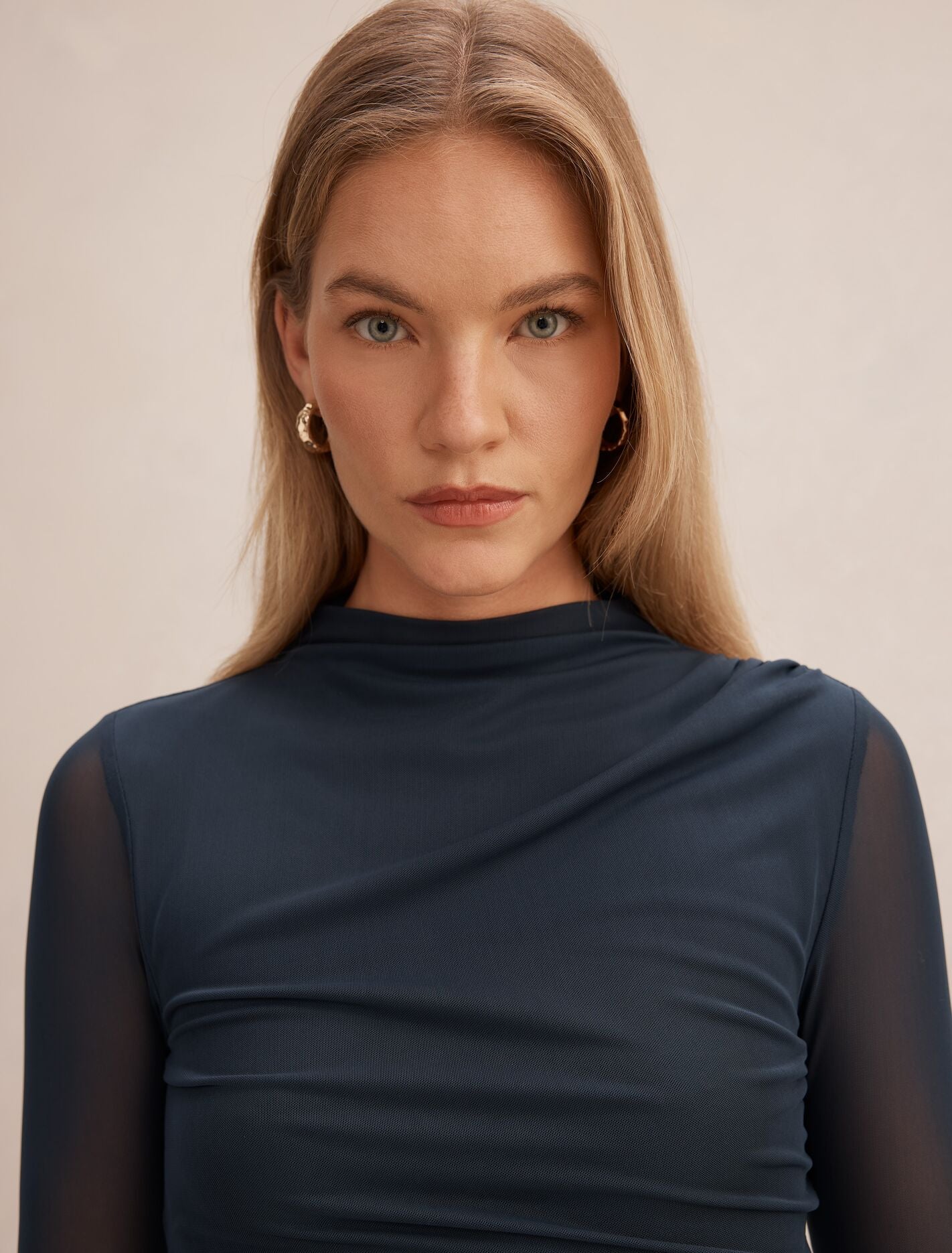 Charlotte High Neck Long Sleeve Top Forever New