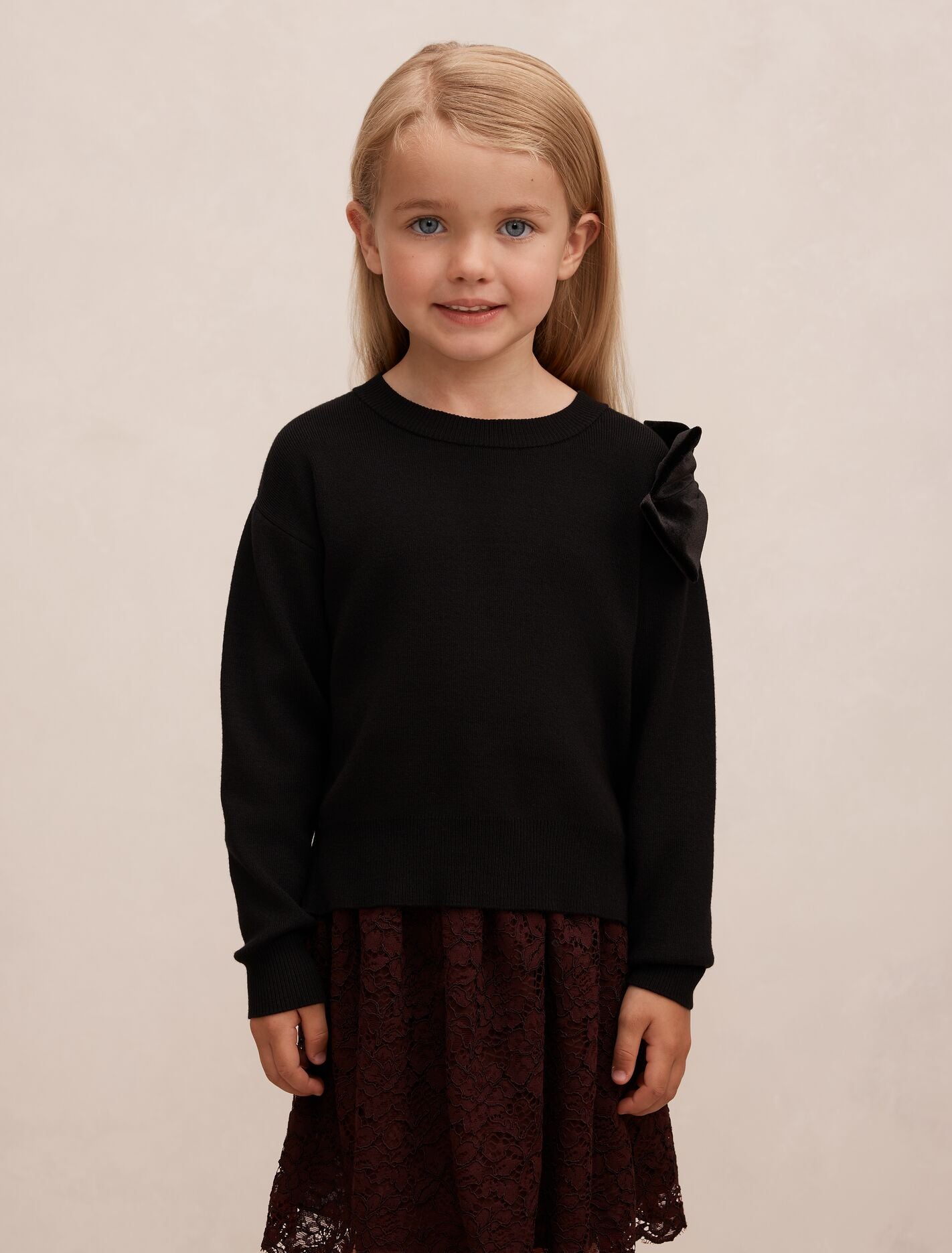 Rochelle Girls Bow Jumper Black Forever New
