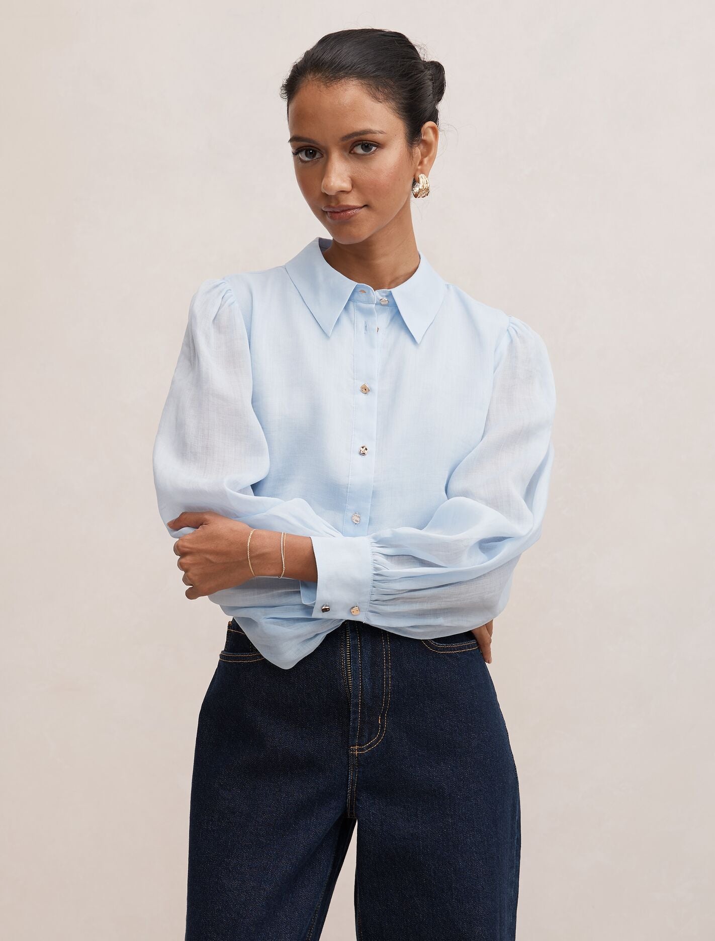 Davina Petite Long Sleeve Blouse Icicle Forever New