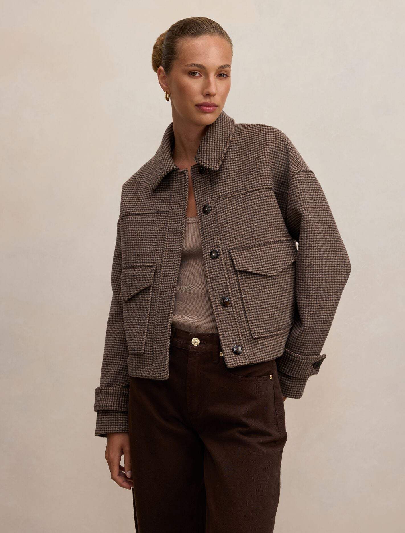 Kaylee Check Cropped Jacket Forever New