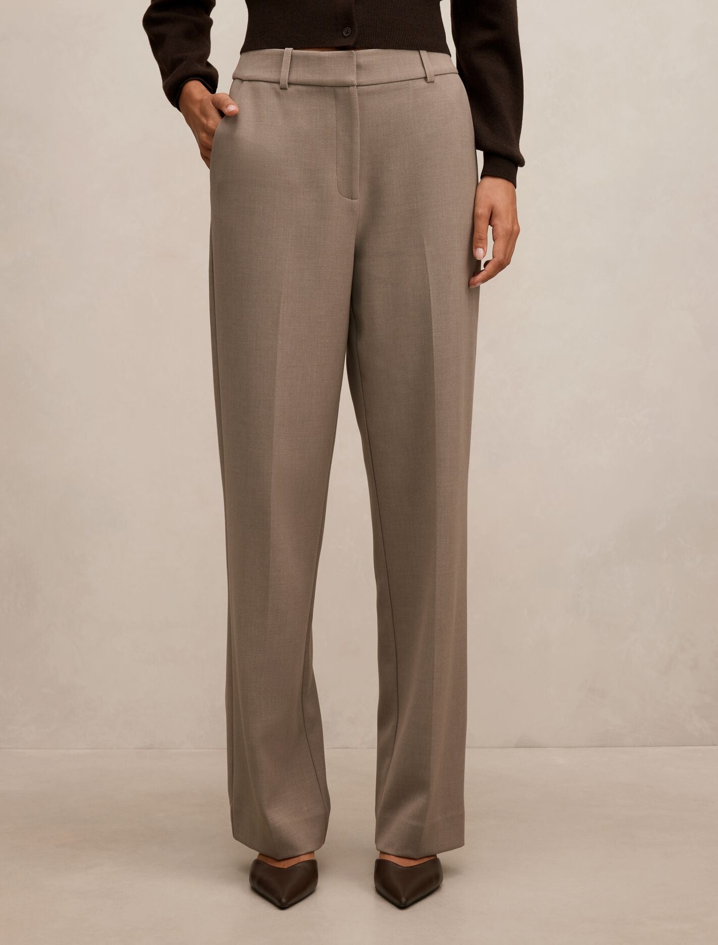 Ada Straight Leg Pants Taupe Marle Forever New