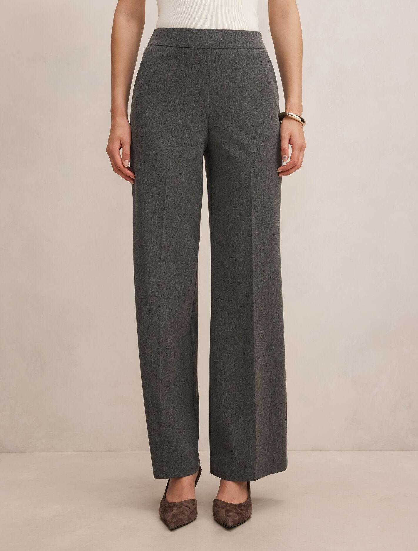 Marissa Marle Wide Leg Pants Dark Grey Marle Forever New