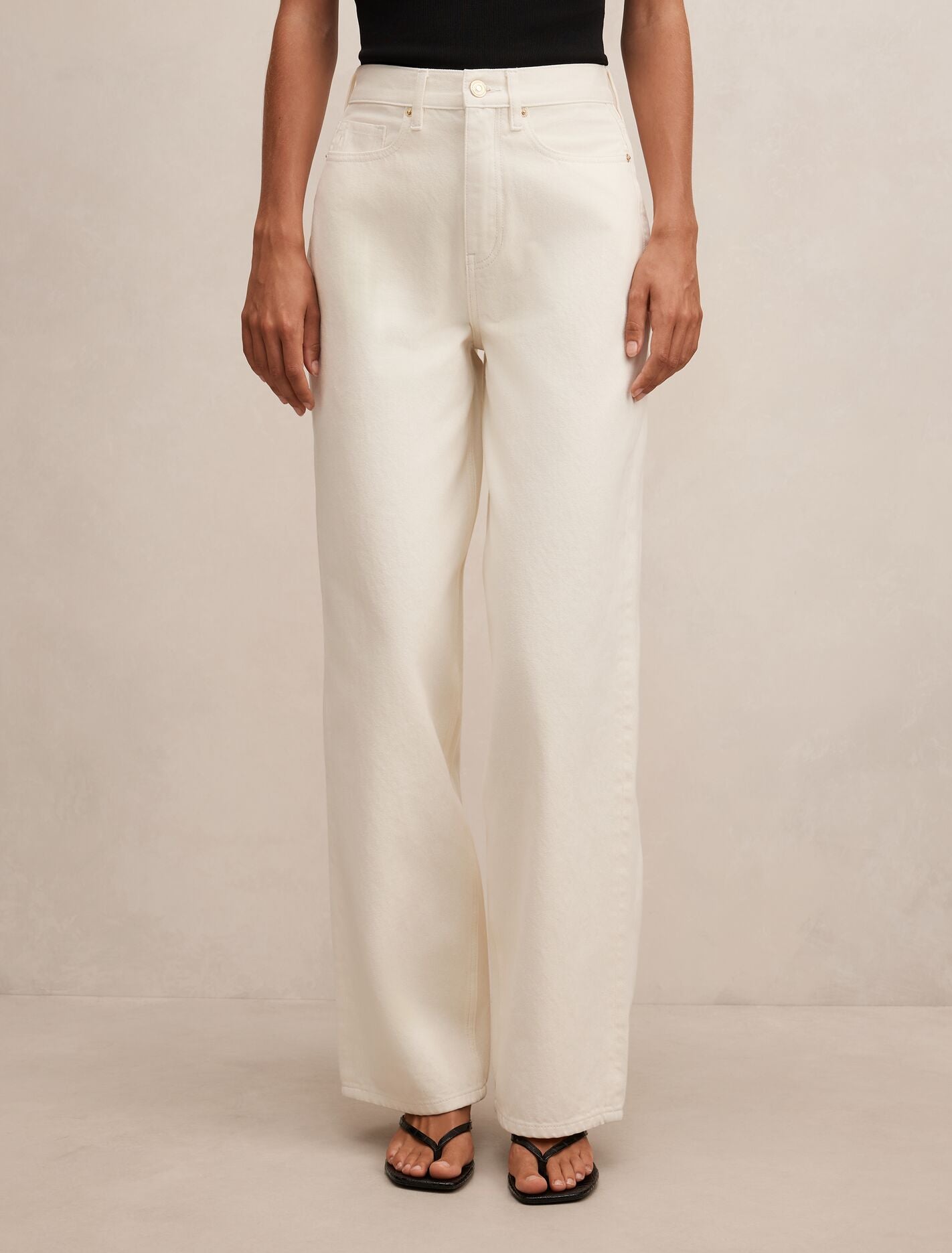 Gia High-Rise Wide Leg Jeans Ecru Forever New