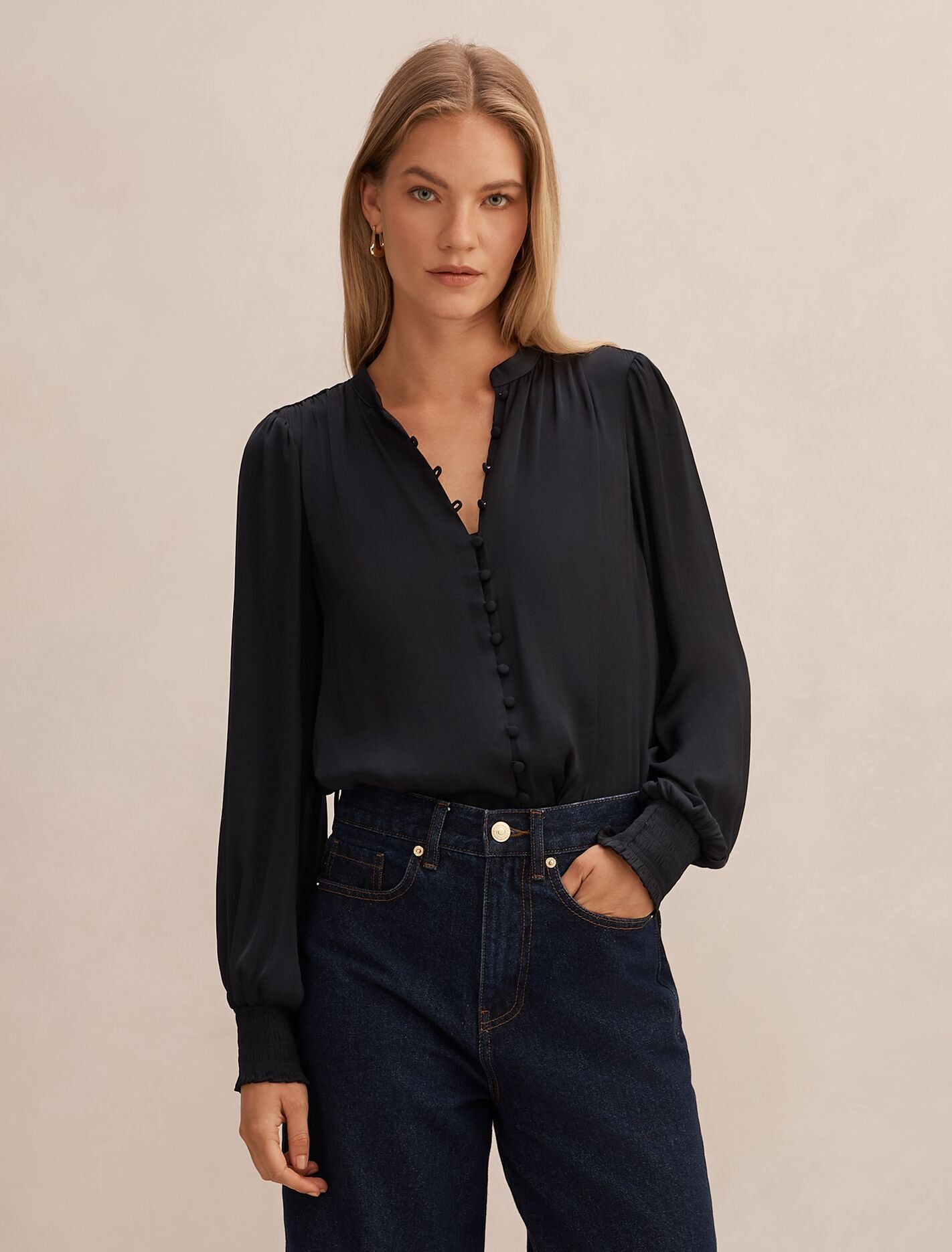 Savannah Button Up Blouse Navy Forever New