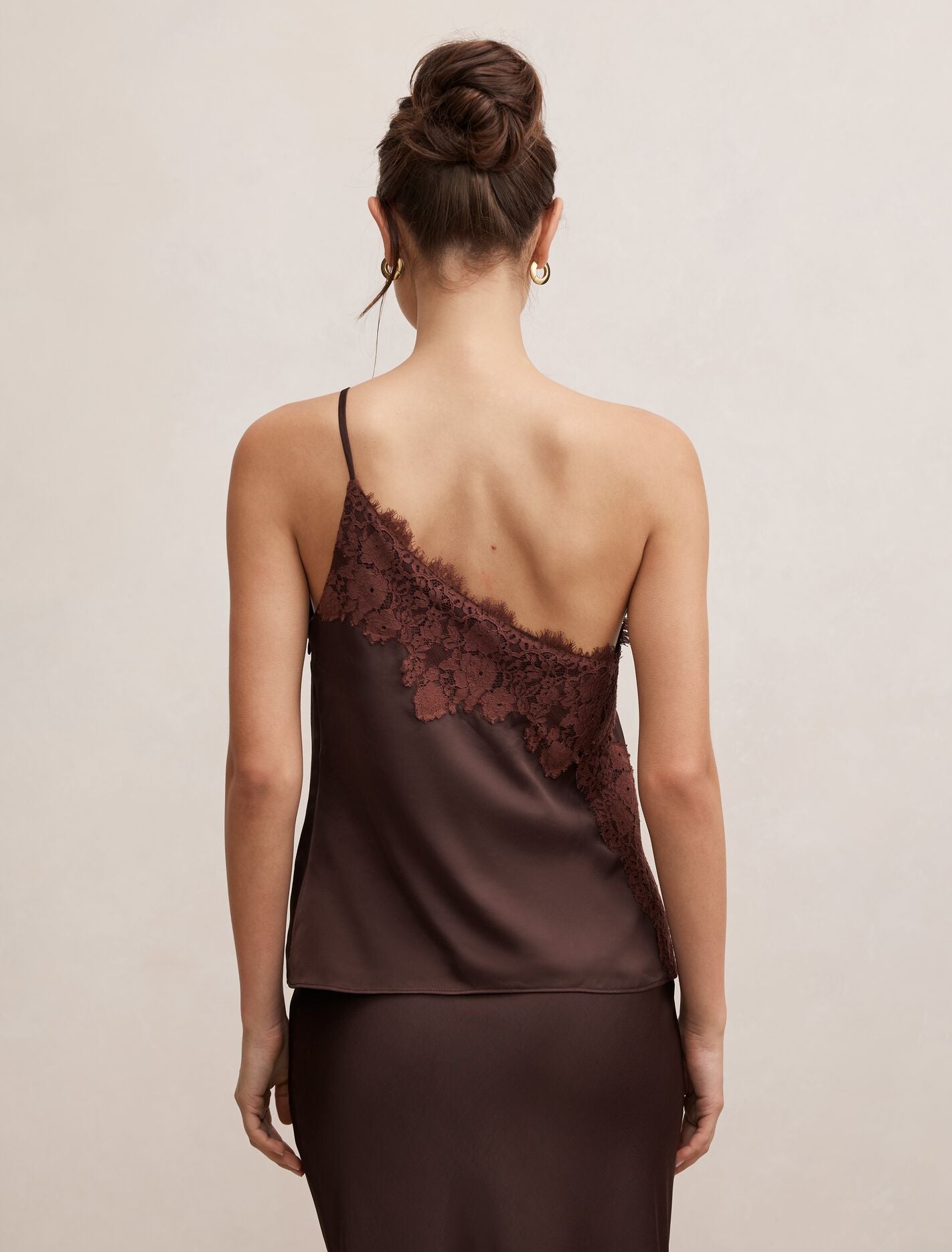 Adele One Shoulder Lace Trim Top Forever New