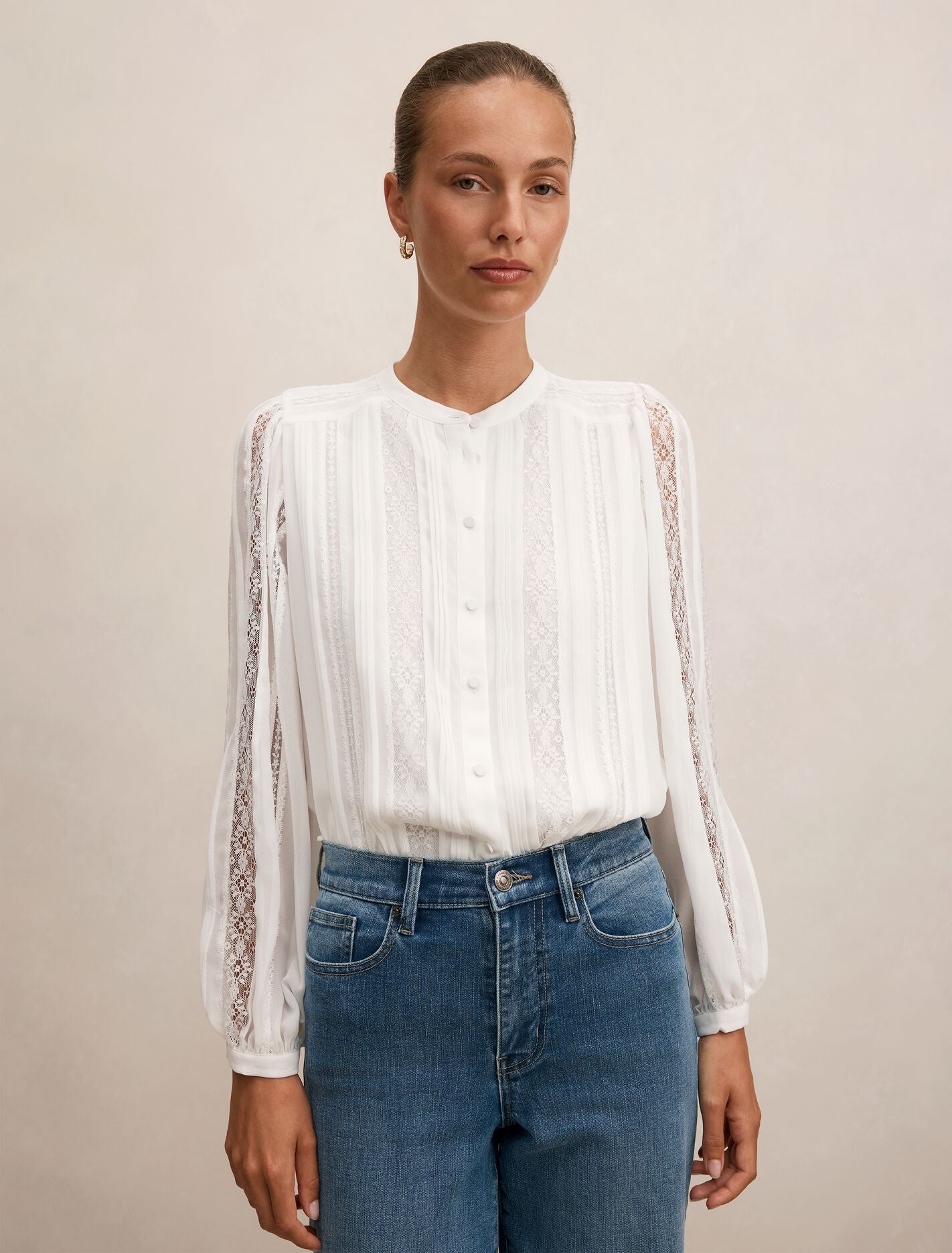 Alexis Lace Trim Blouse Porcelain Forever New