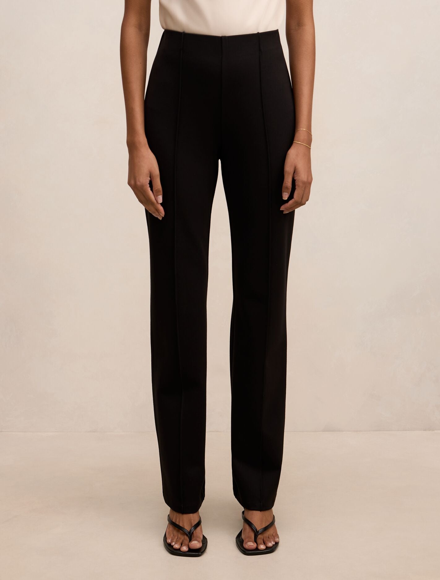 Piper Petite Ponte Straight Leg Pants Black Forever New