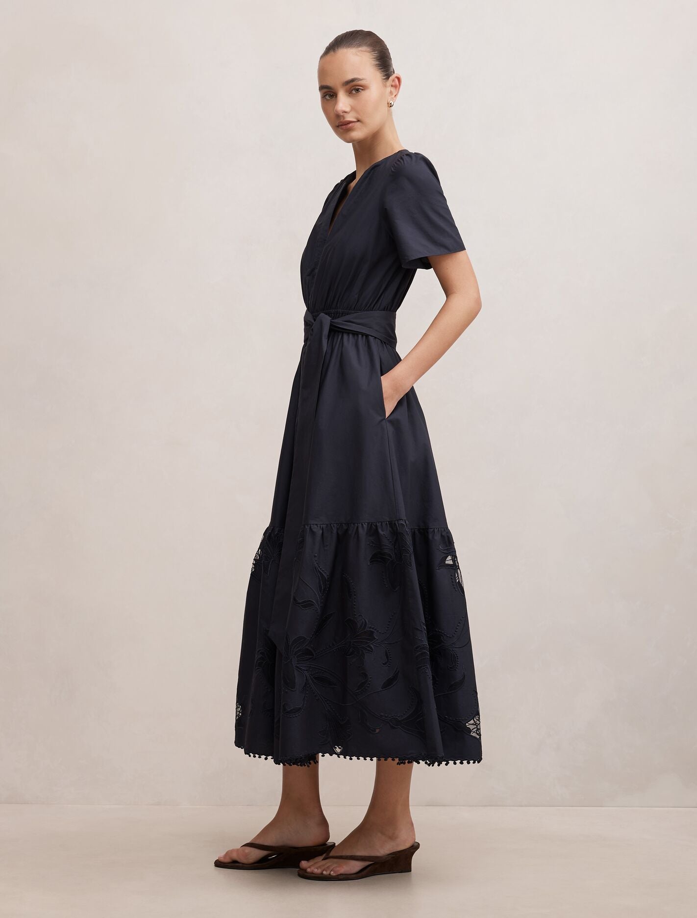 Matilda Embroidered Tie Midi Dress Forever New