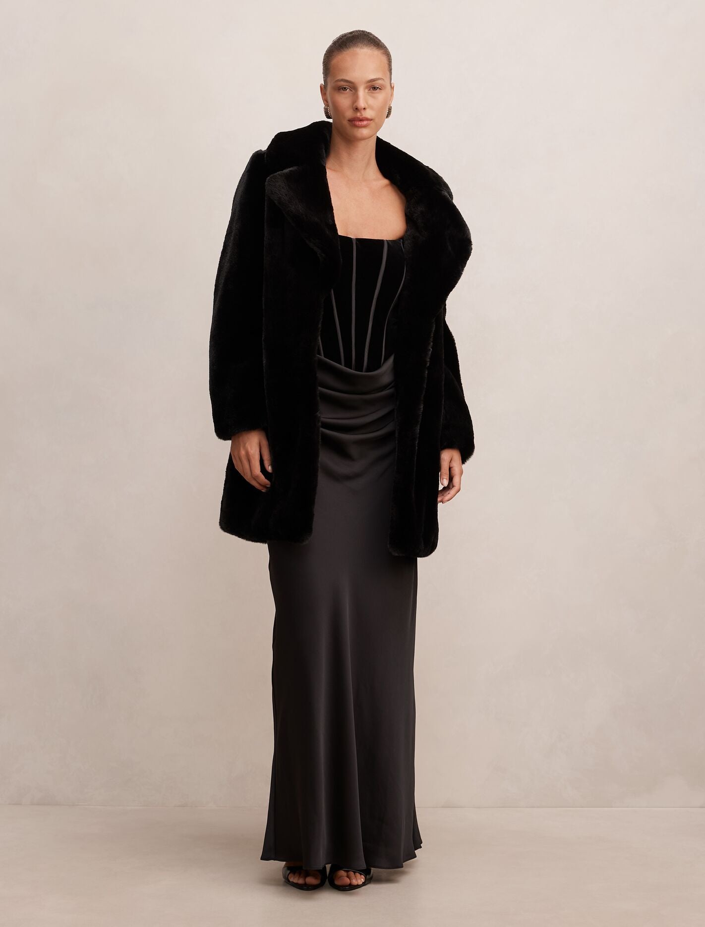 Harriet Short Faux Fur Midi Coat Forever New