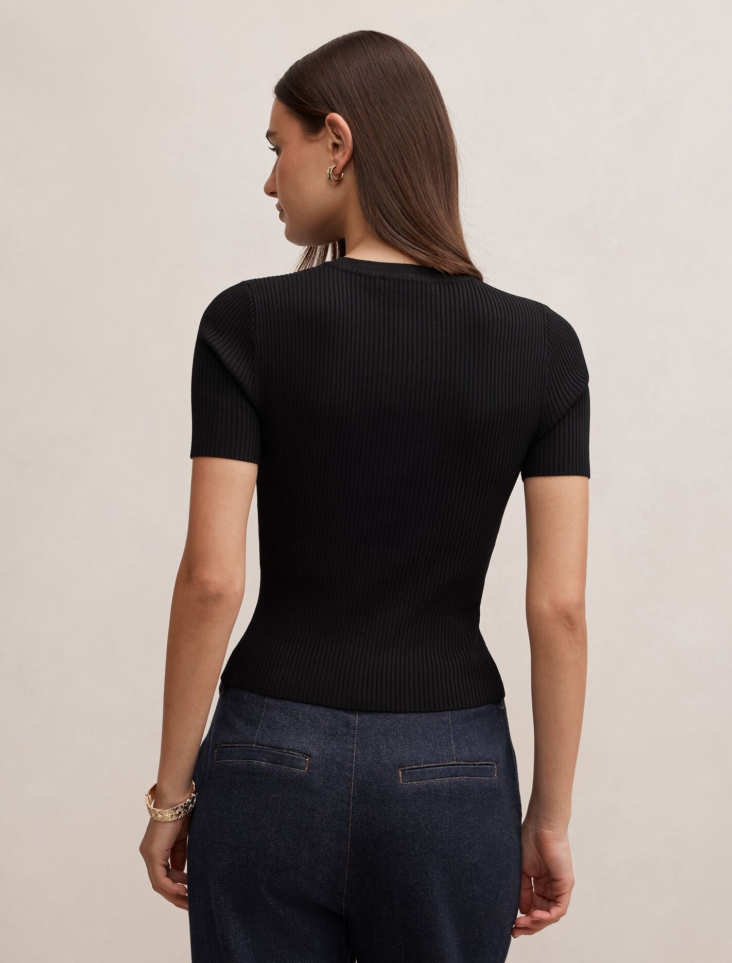 Sophie Button Through Rib T-Shirt Forever New
