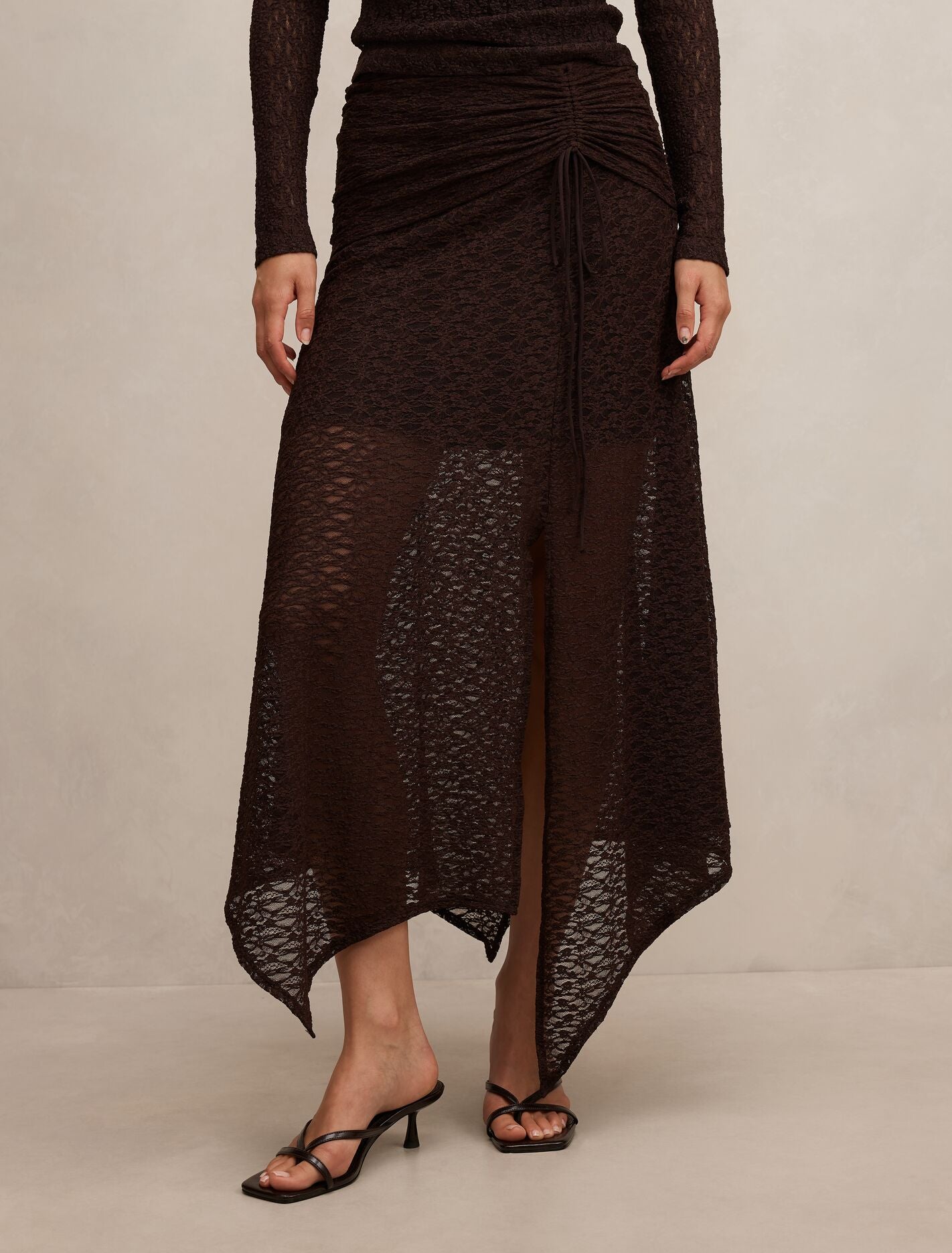 Alex Hanky Hem Lace Skirt Chocolate Co-Ord Forever New