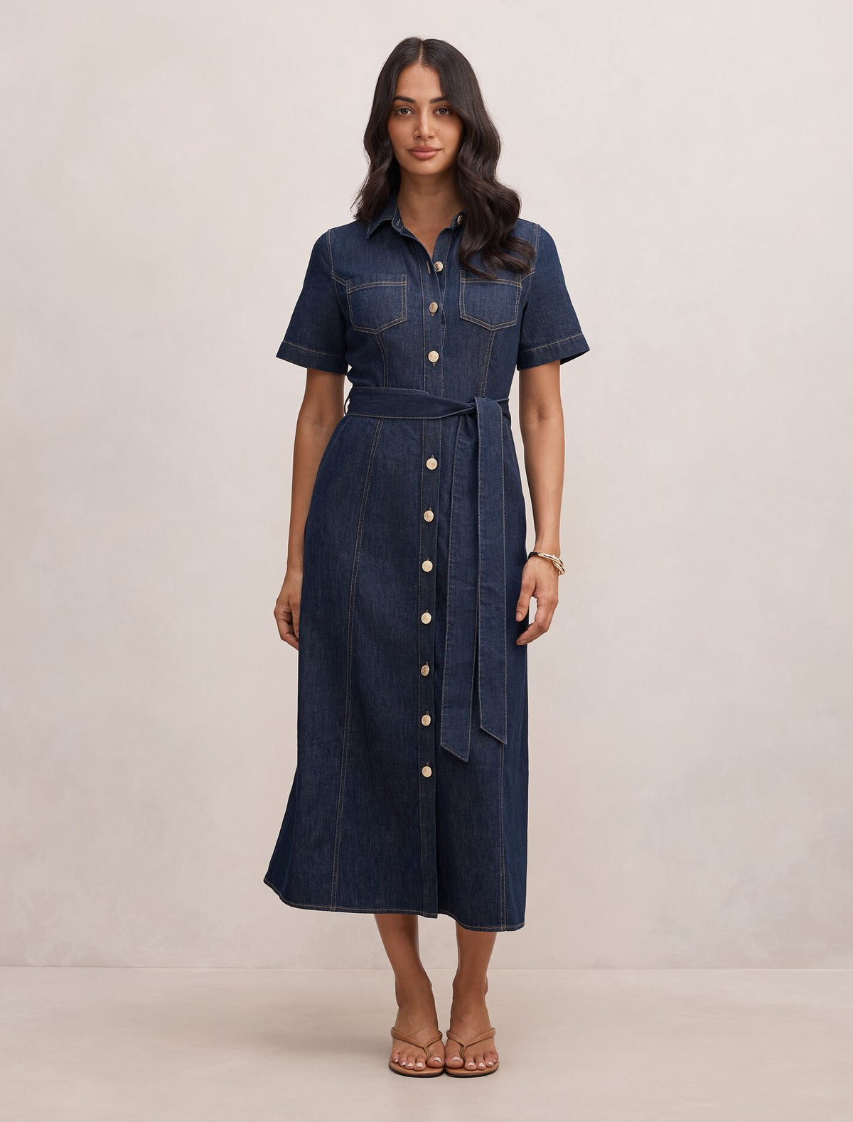 Millie Denim Midi Shirt Dress Rinse Wash Forever New
