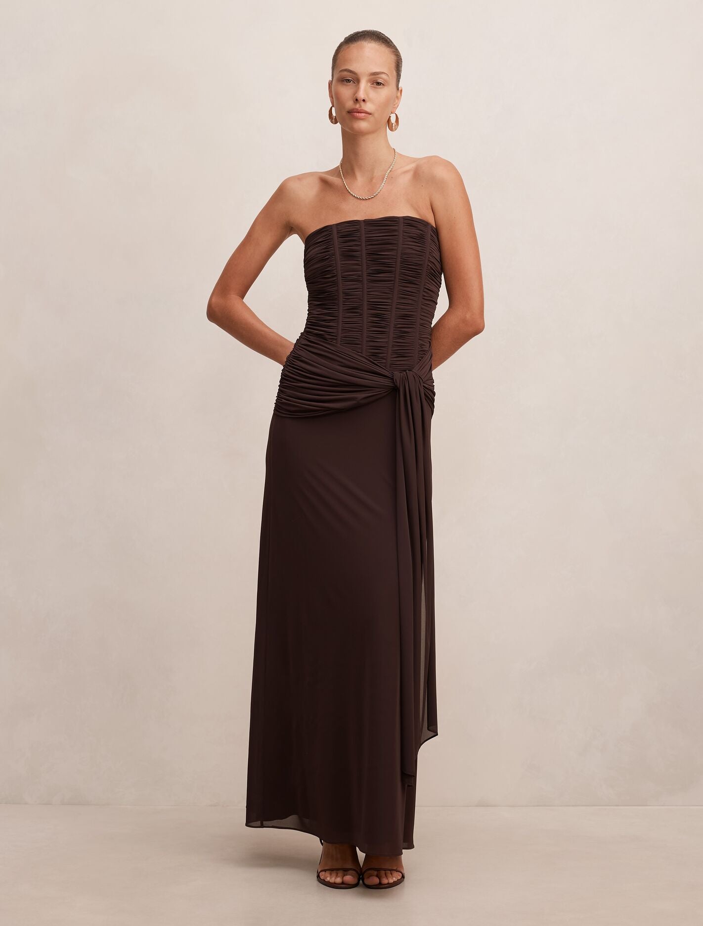 Lorelei Strapless Ruched Maxi Dress Freckle Forever New