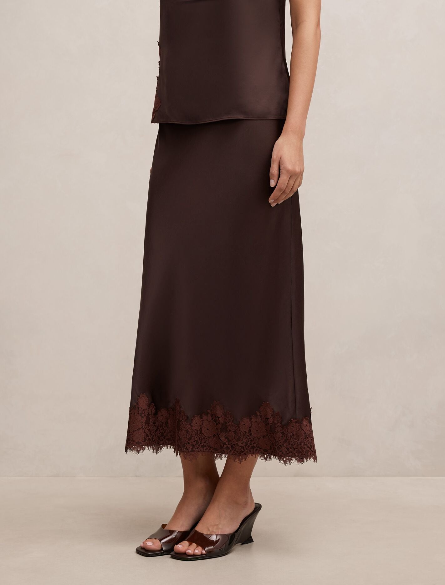 Adele Lace Trim Midi Skirt Forever New