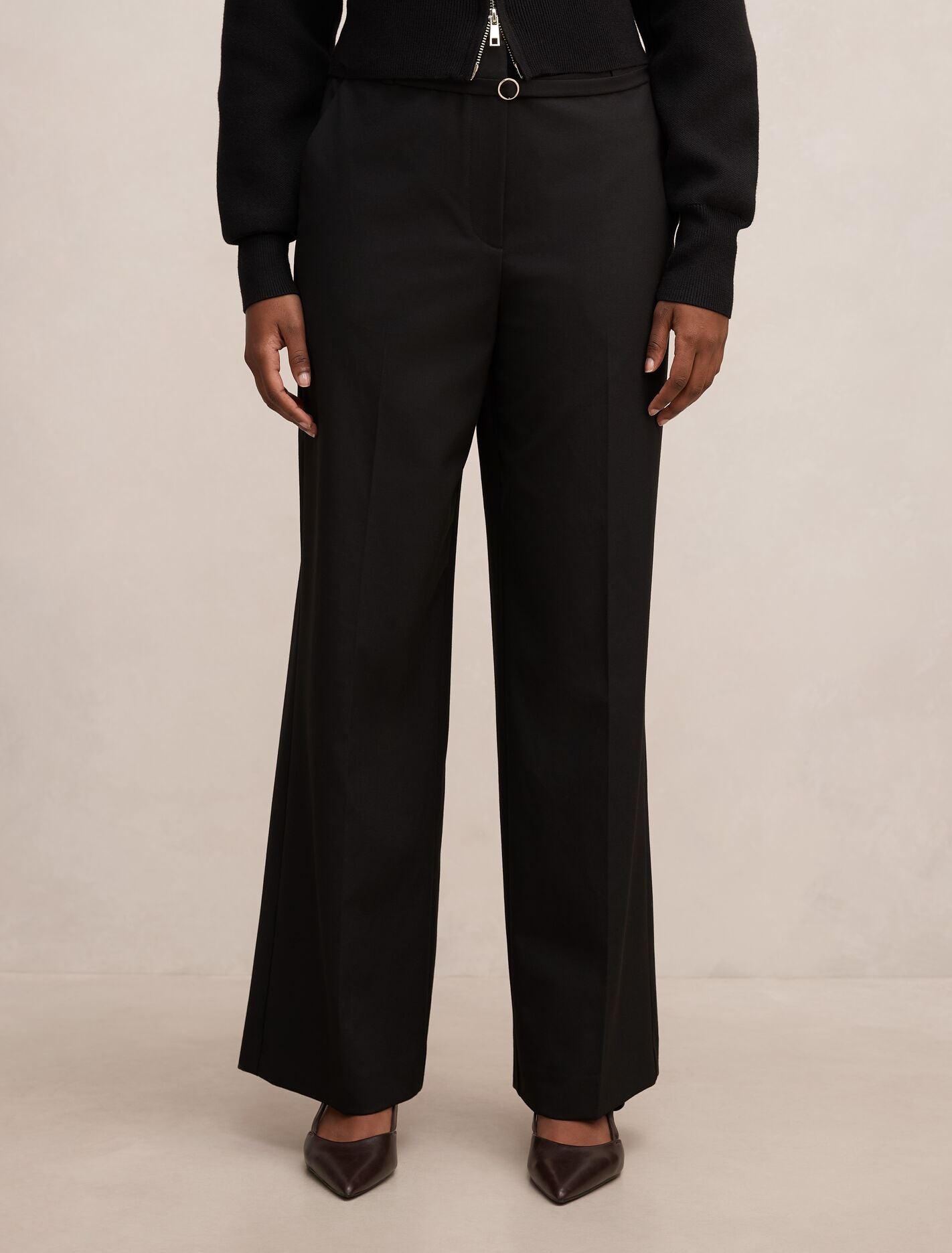 Kyla Petite Belted Straight Leg Pants Black Forever New