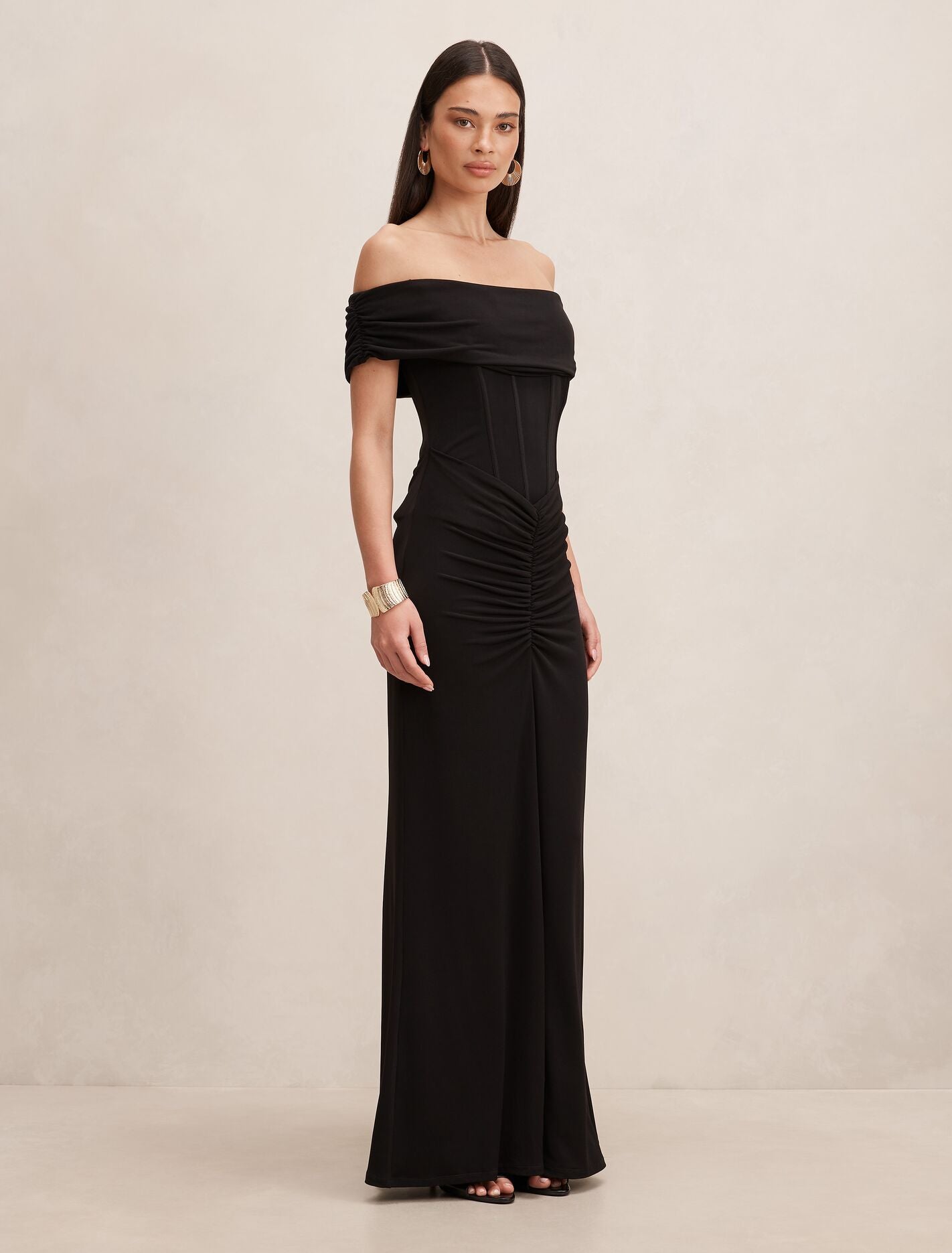 Ania Ruched Bardot Maxi Dress Forever New