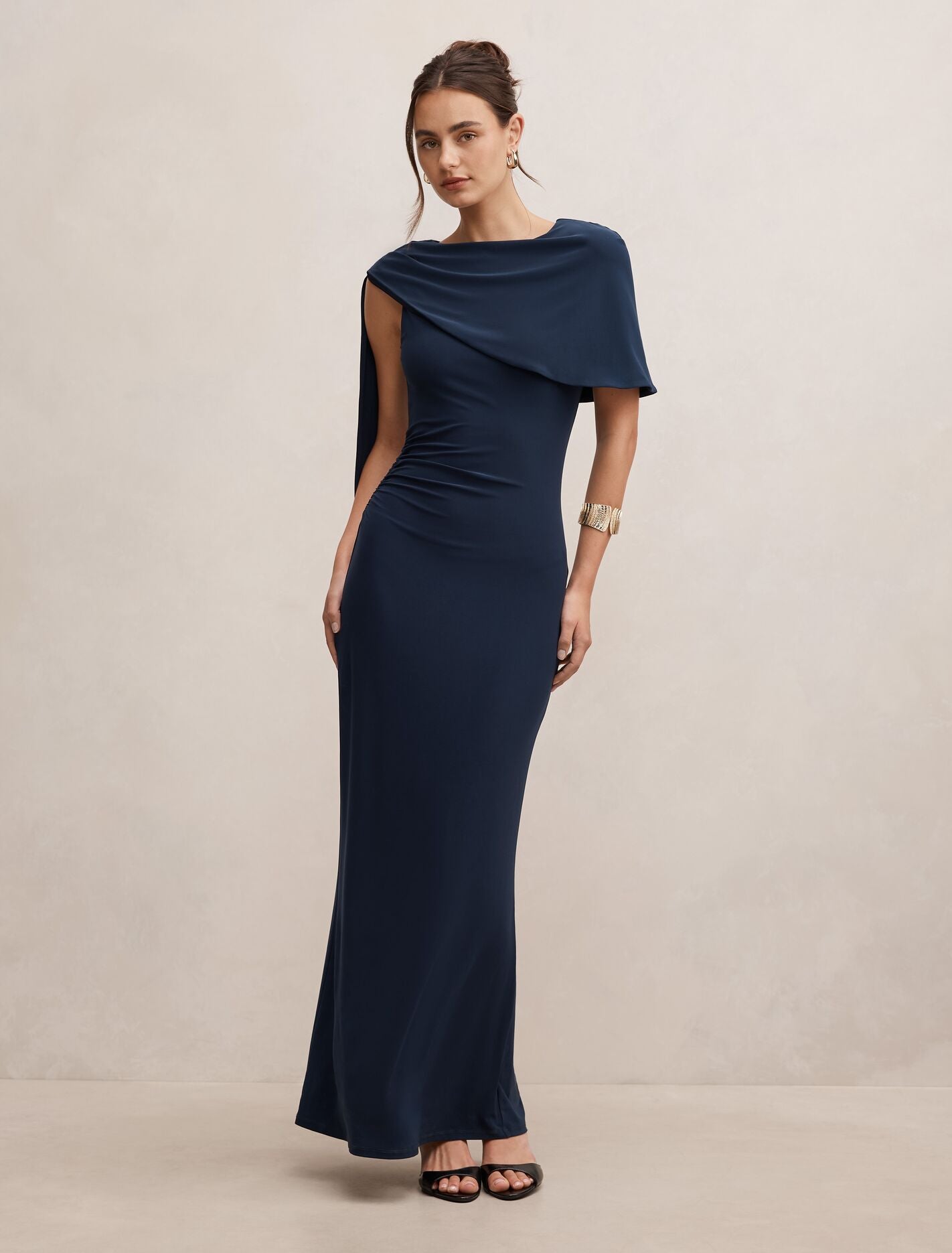 Kosa Cape Scarf Maxi Dress Ink Navy Forever New