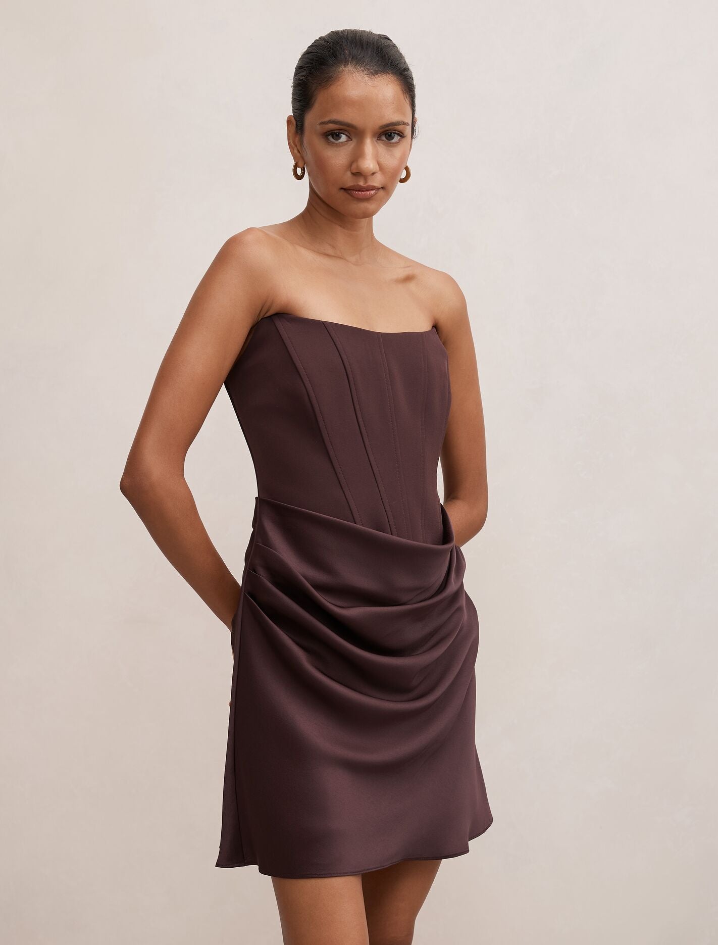 Isra Petite Drape Strapless Mini Dress