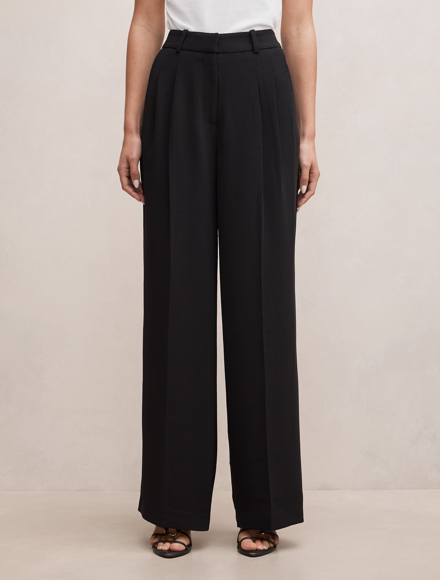 Eva Crepe Wide Leg Pants Black Forever New