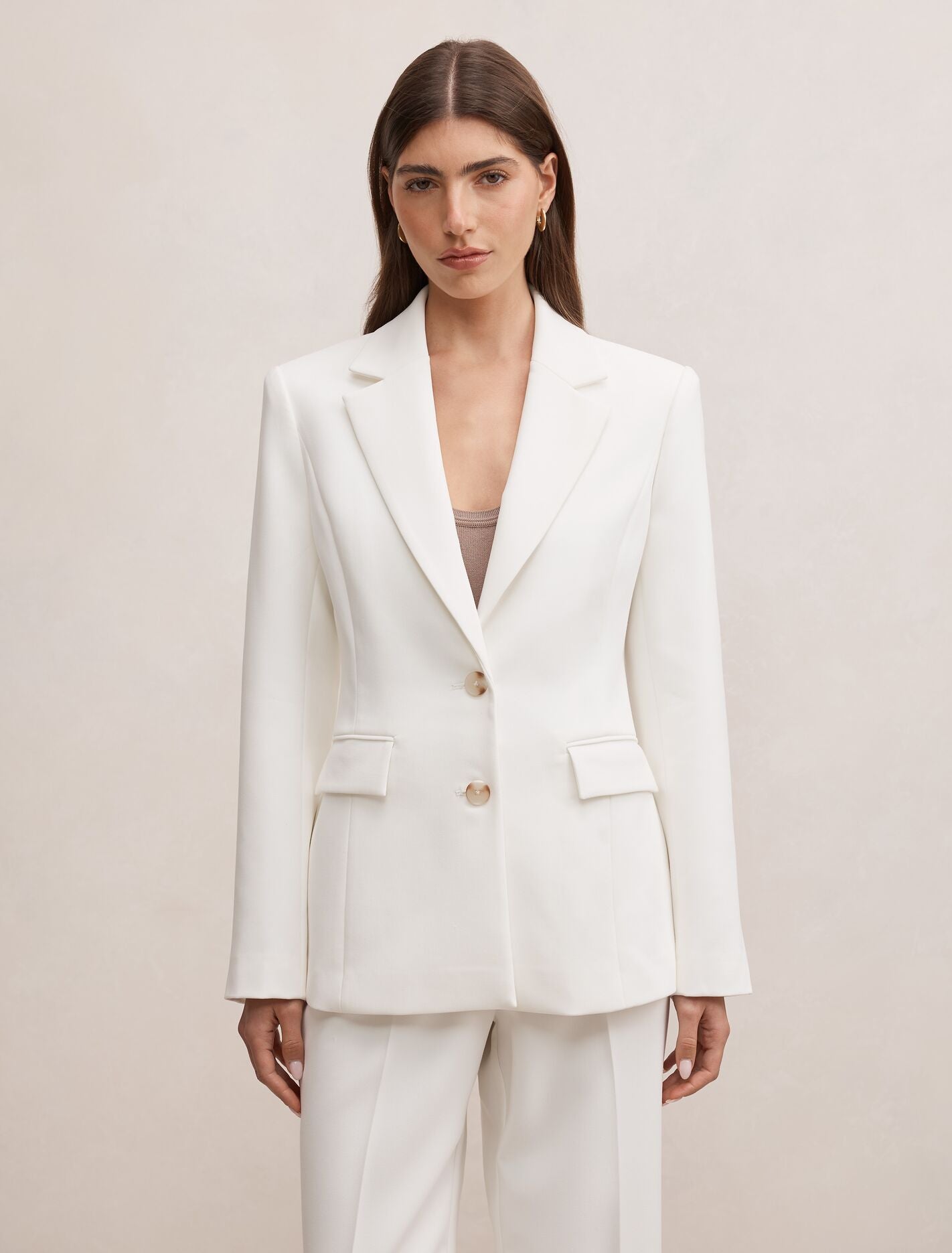Lee Nipped Waist Blazer Porcelain Suit Forever New