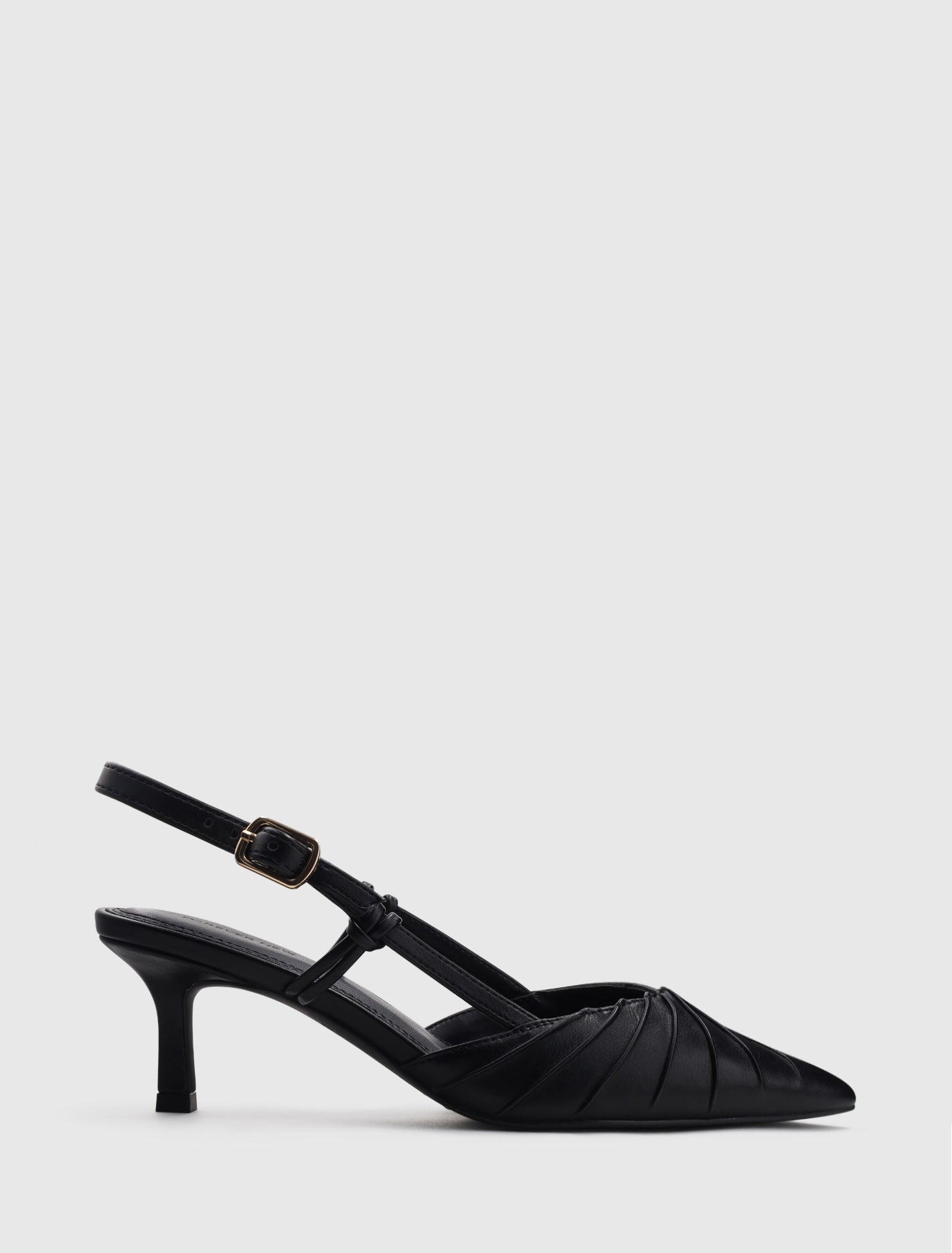 Petra Pleat Detail Heel Court Shoe Black Forever New