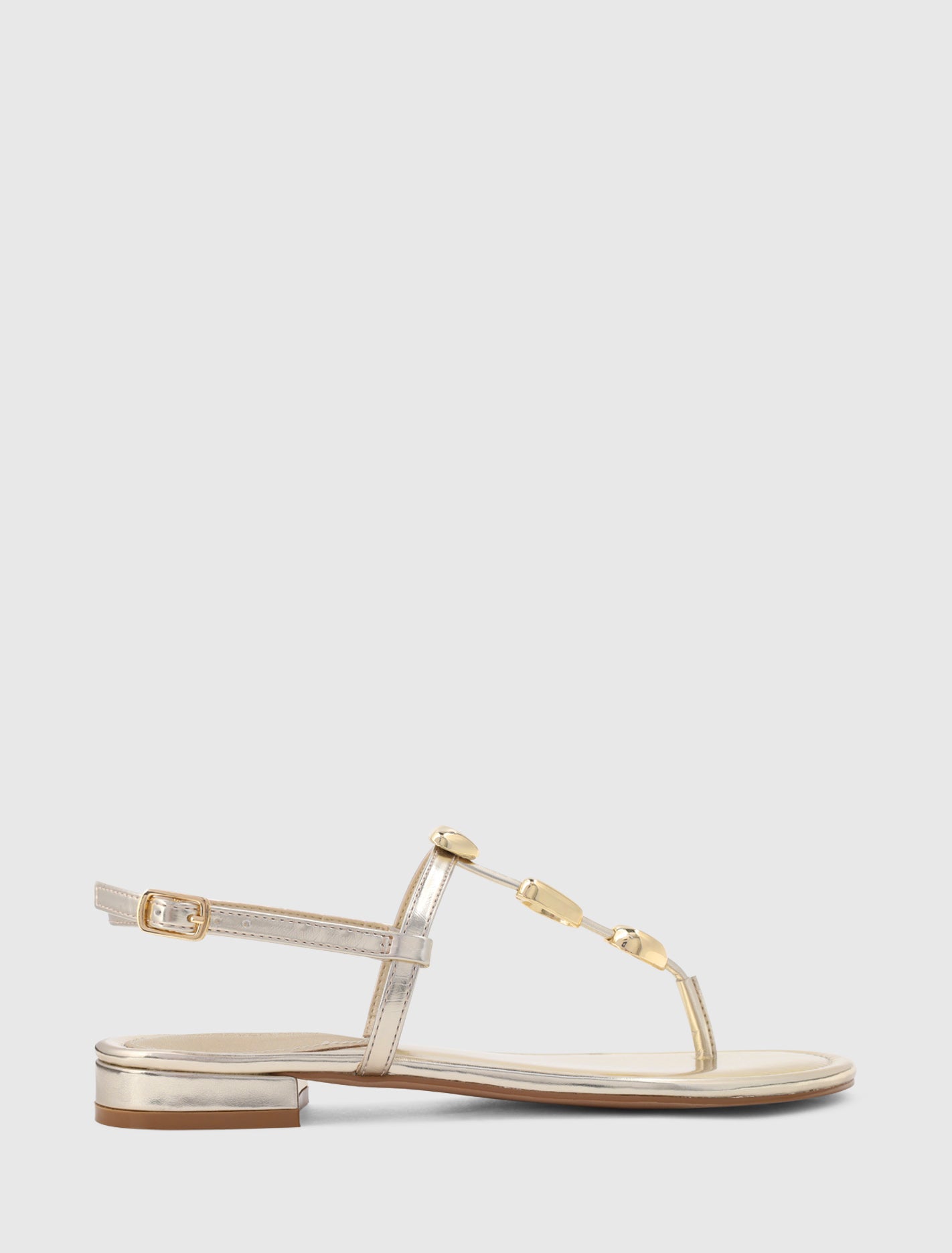 Fiona 2 Irregular Shaped Trim Flat Sandal Gold Forever New