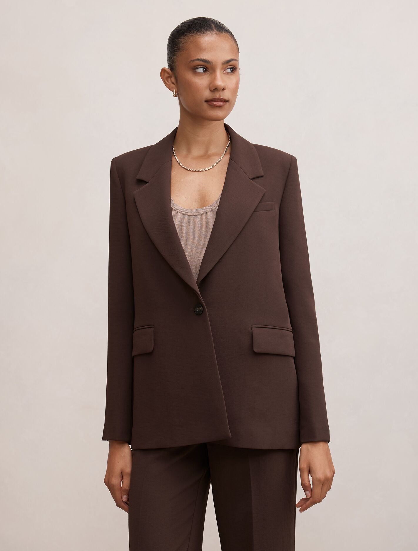 Demi Single Breasted Blazer Chocolate Mousse Forever New