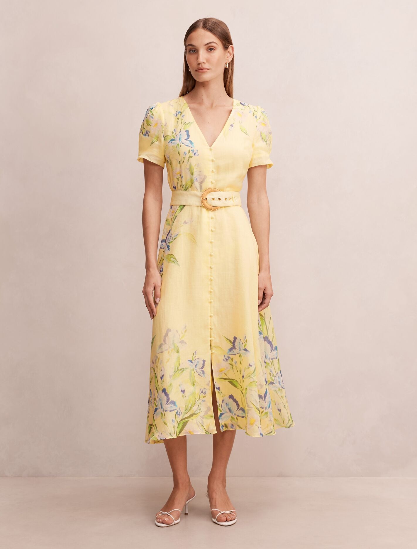 Calissa V-Neck Short Sleeve Midi Dress