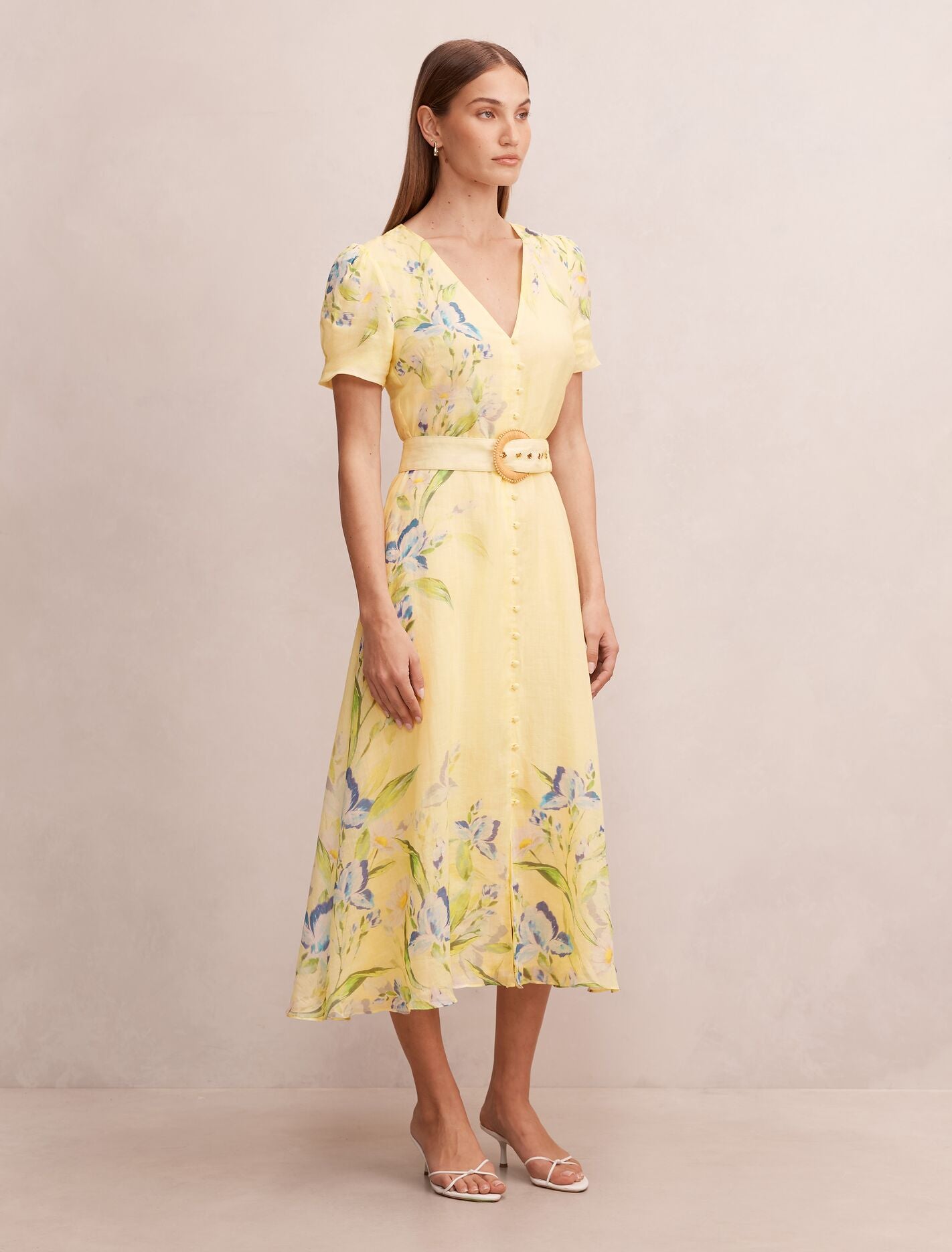 Calissa V-Neck Short Sleeve Midi Dress