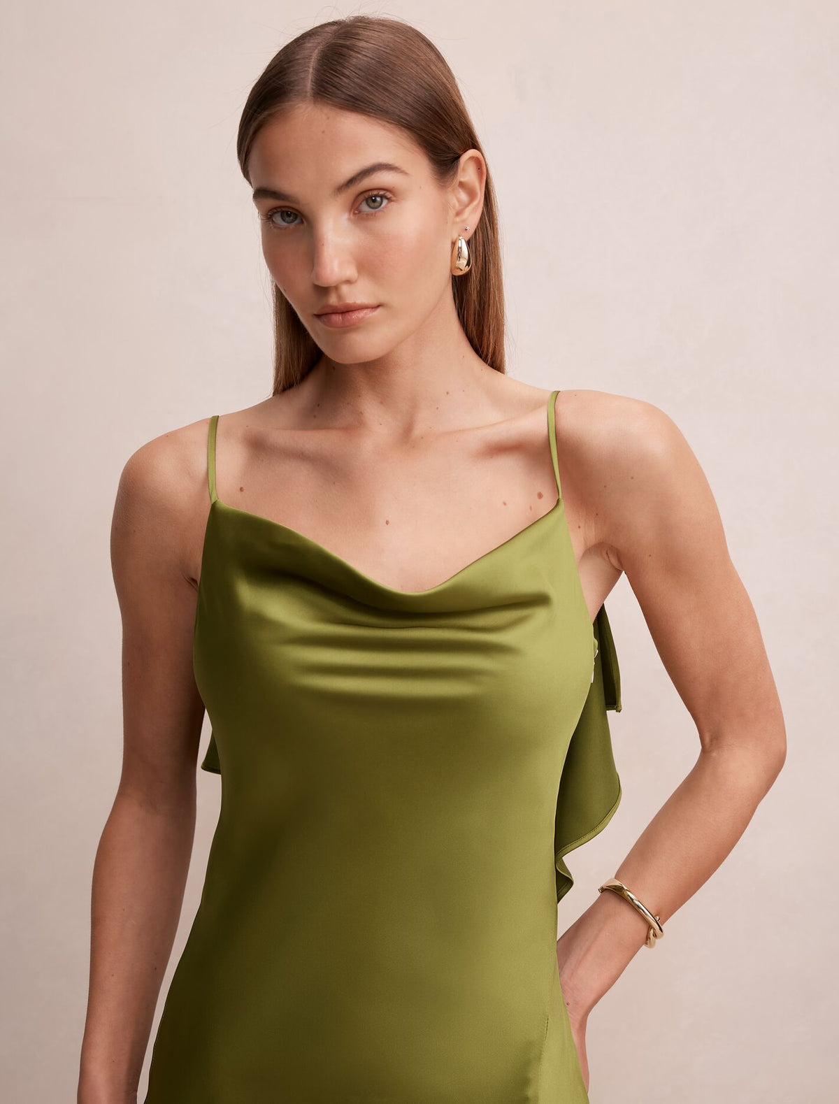 Allora Ruffle Back Satin Maxi Dress Forever New