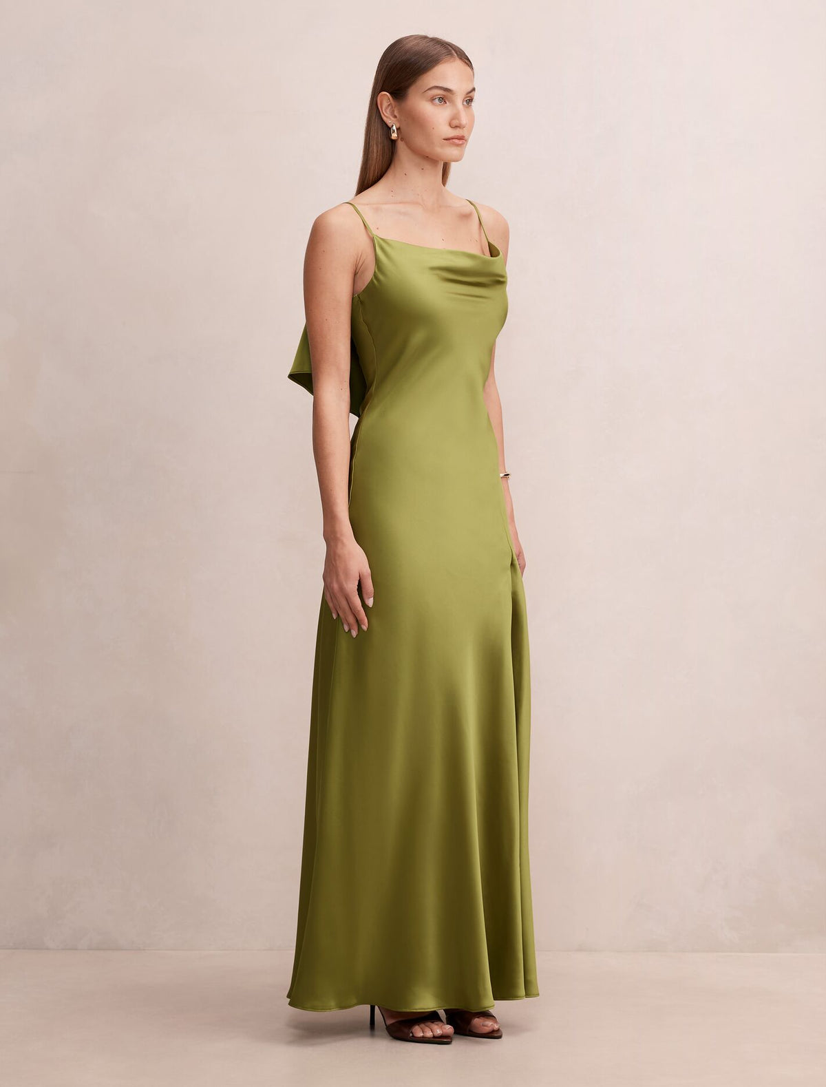 Allora Ruffle Back Satin Maxi Dress Forever New