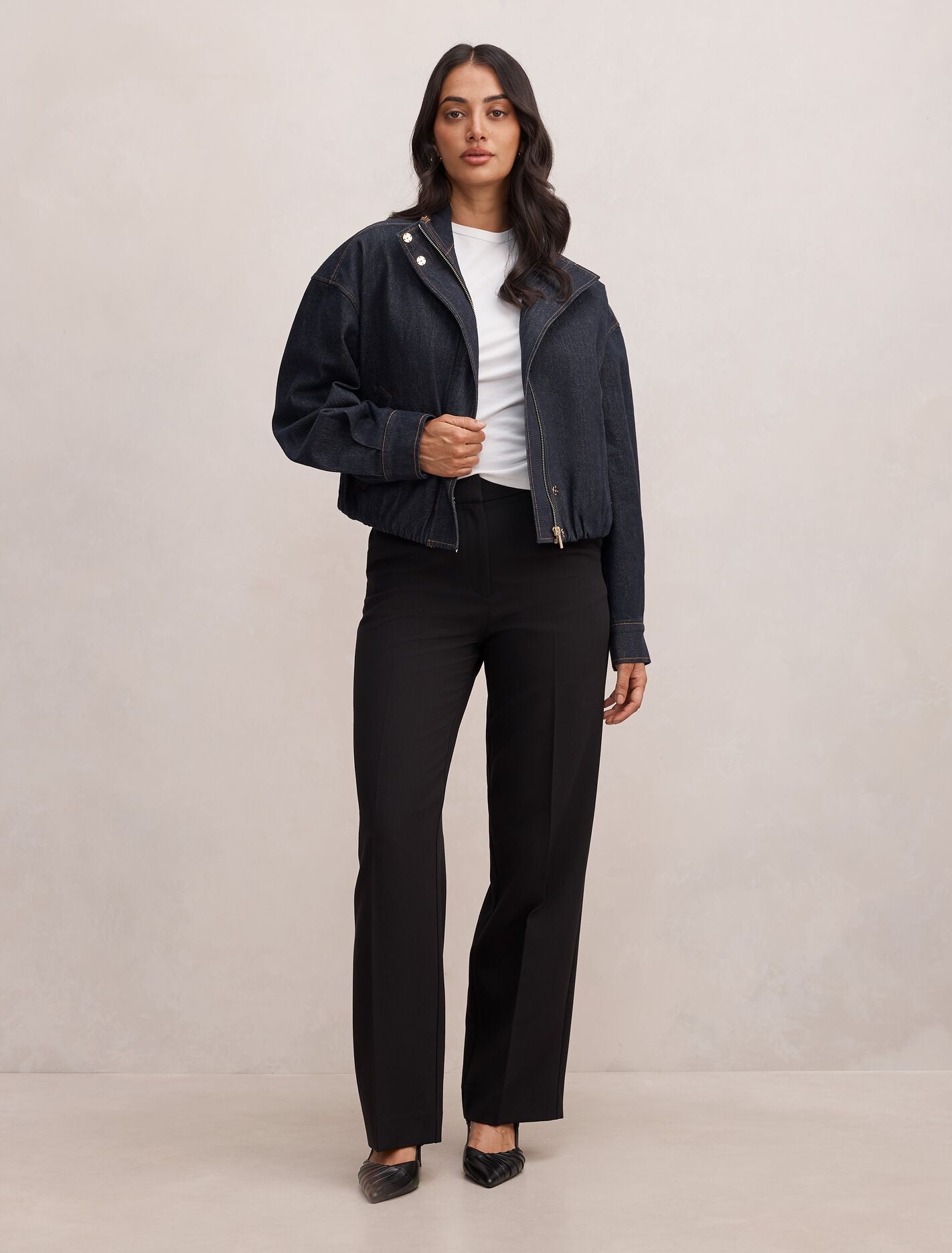 Lola Funnel Neck Denim Jacket Forever New