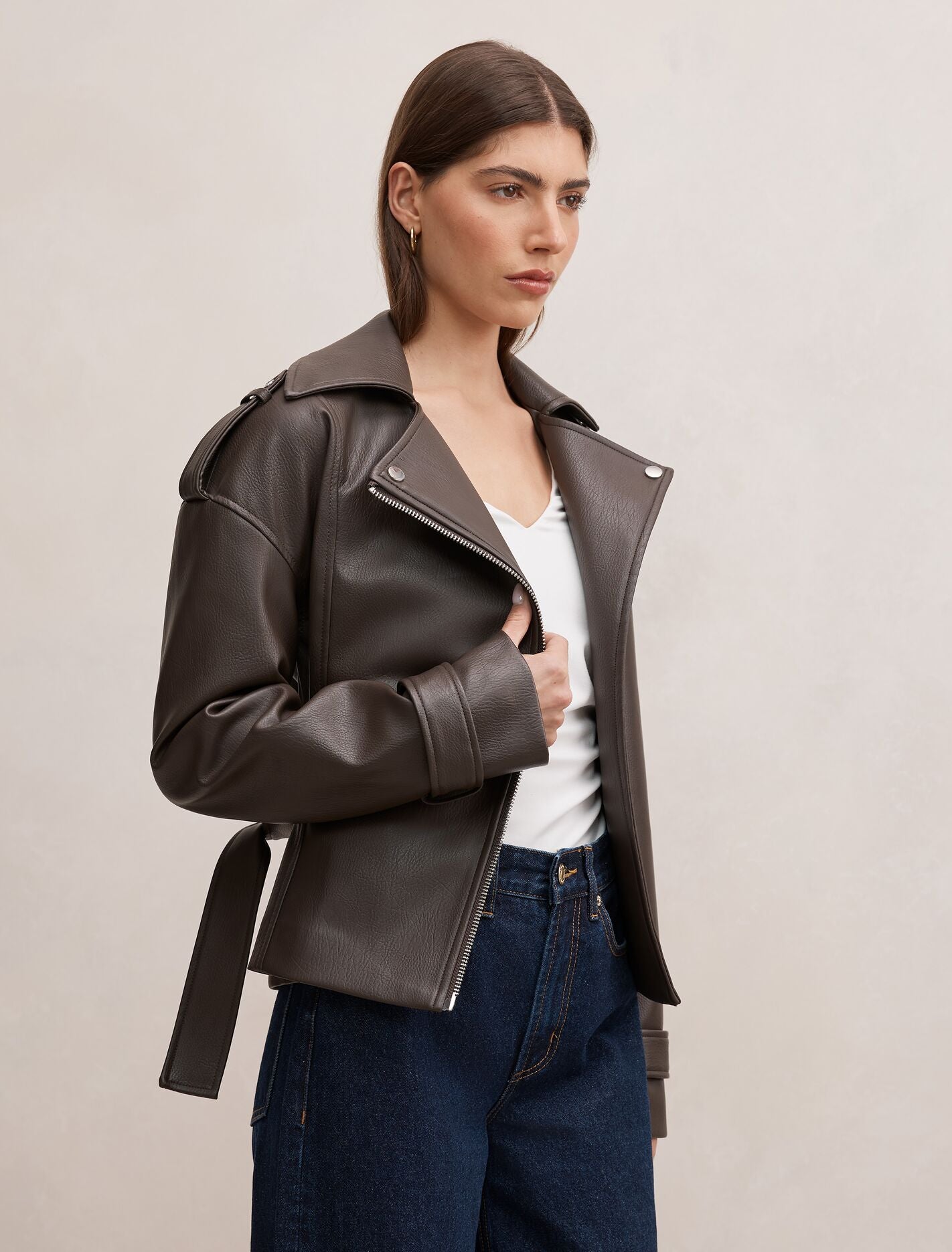 Brooklyn Pu Belted Biker Jacket Forever New